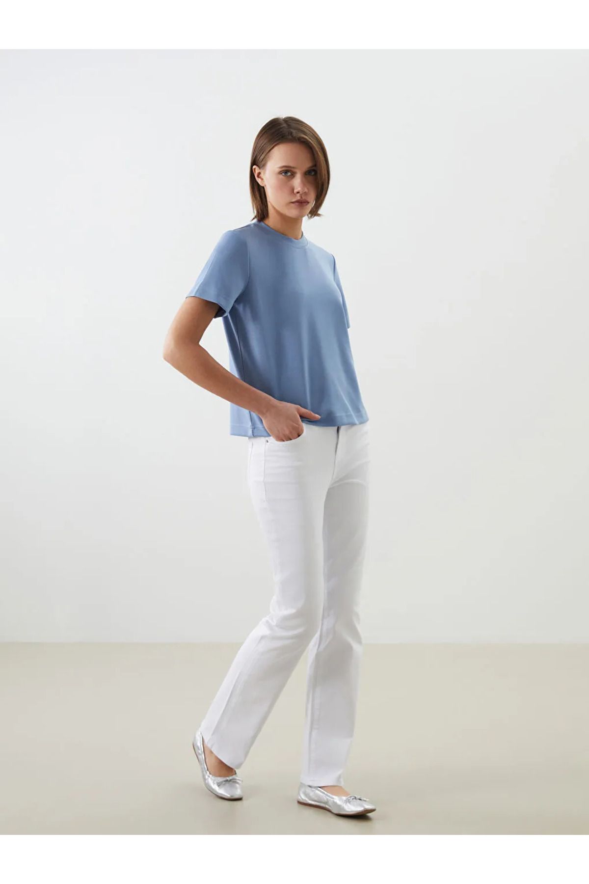 LC Waikiki LCWAIKIKI Classic Beyaz Flare Kadın Jean Pantolon