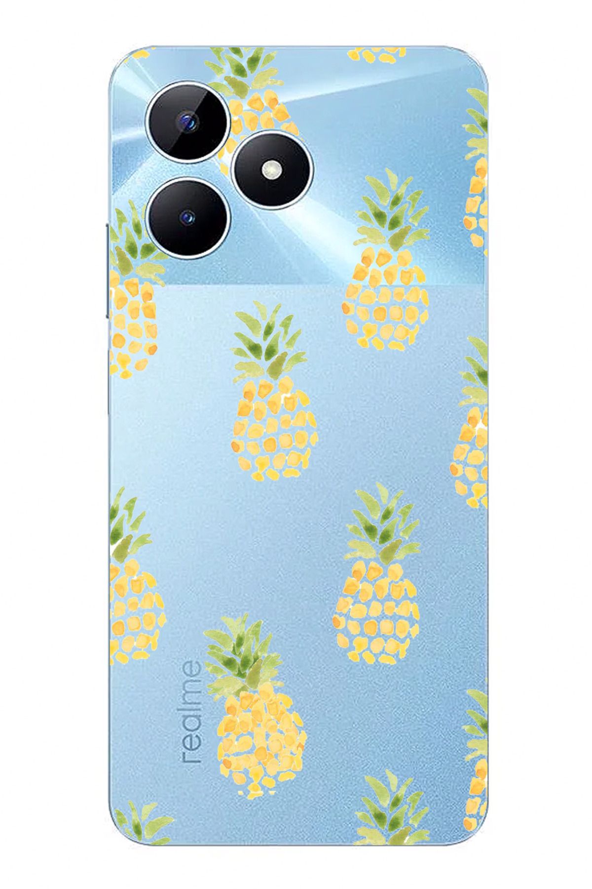 TechTree Realme Note 50 Uyumlu Ananas Tasarımlı Şeffaf Silikon Kılıf