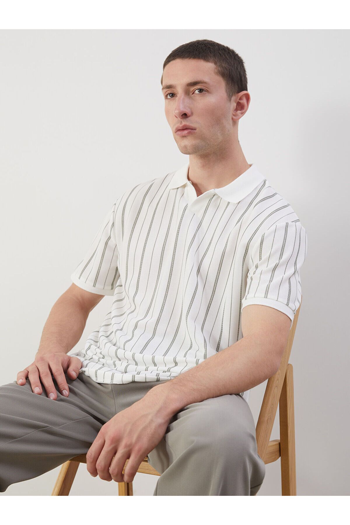 LC Waikiki Polo Yaka Çizgili Erkek Tişört
