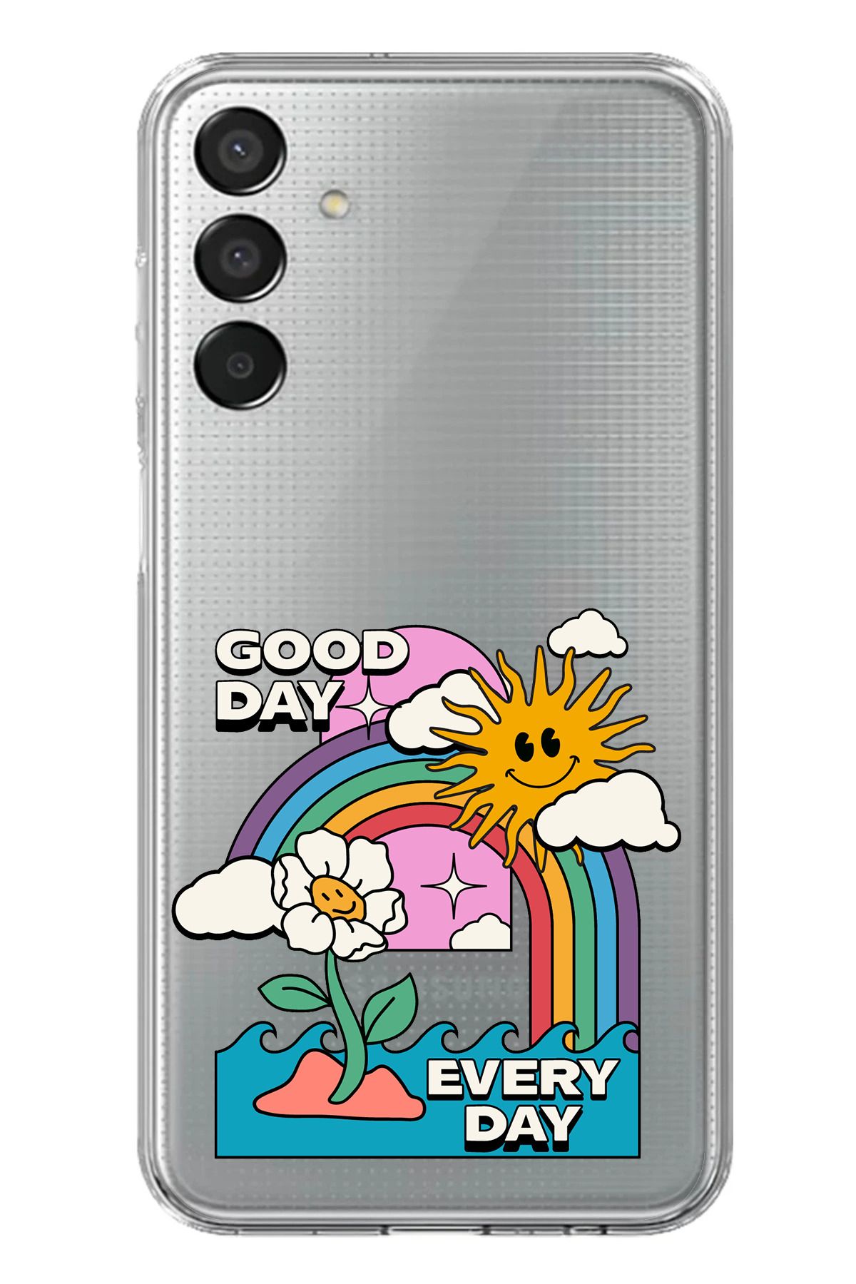 TechTree Samsung Galaxy M15 Uyumlu Good Day Every Day Tasarımlı Şeffaf Silikon Kılıf
