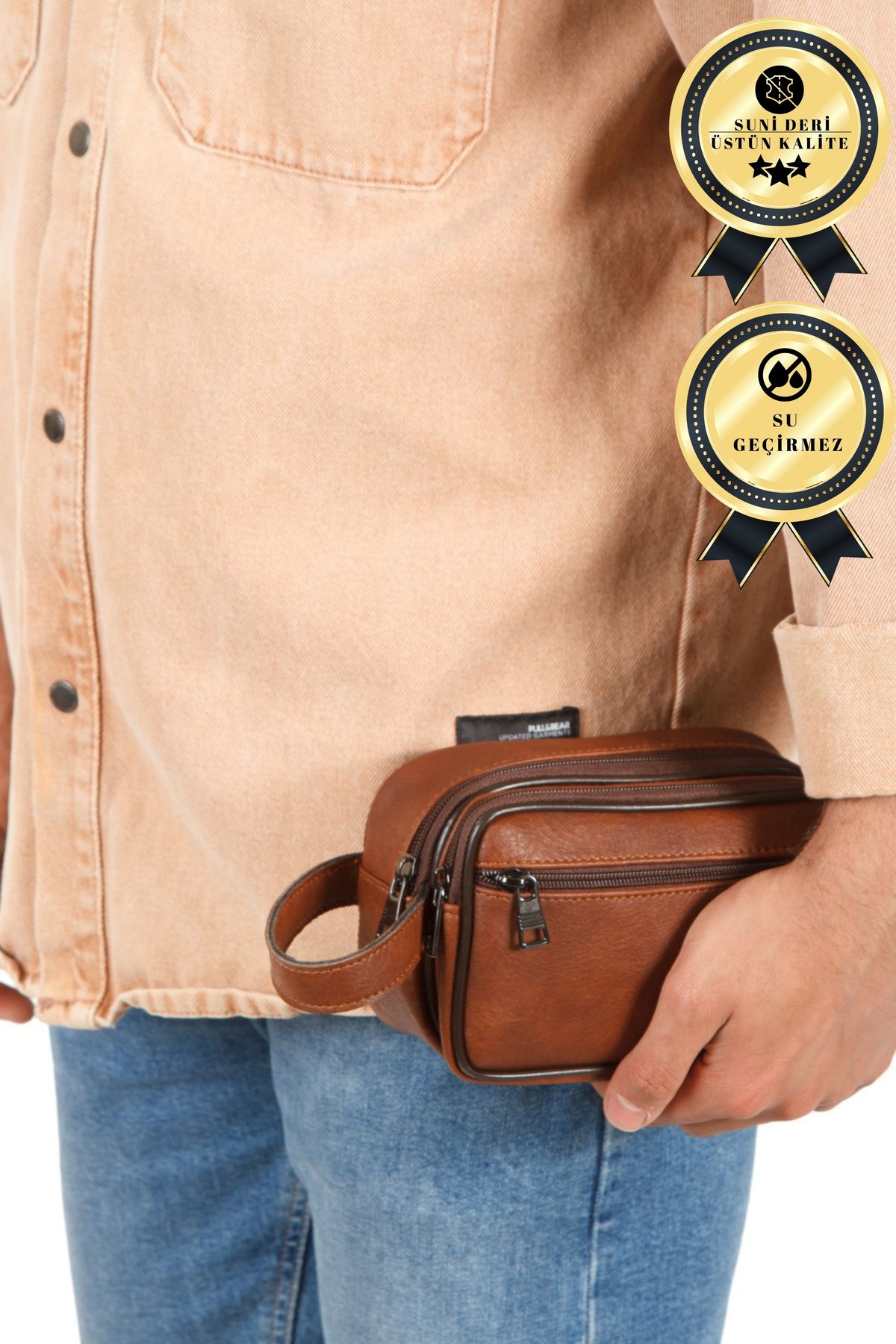 CERFF LEATHER CLUP Unisex Kaliteli Suni Deri & Üç Bölmeli Portföy & Clutch El Çantası