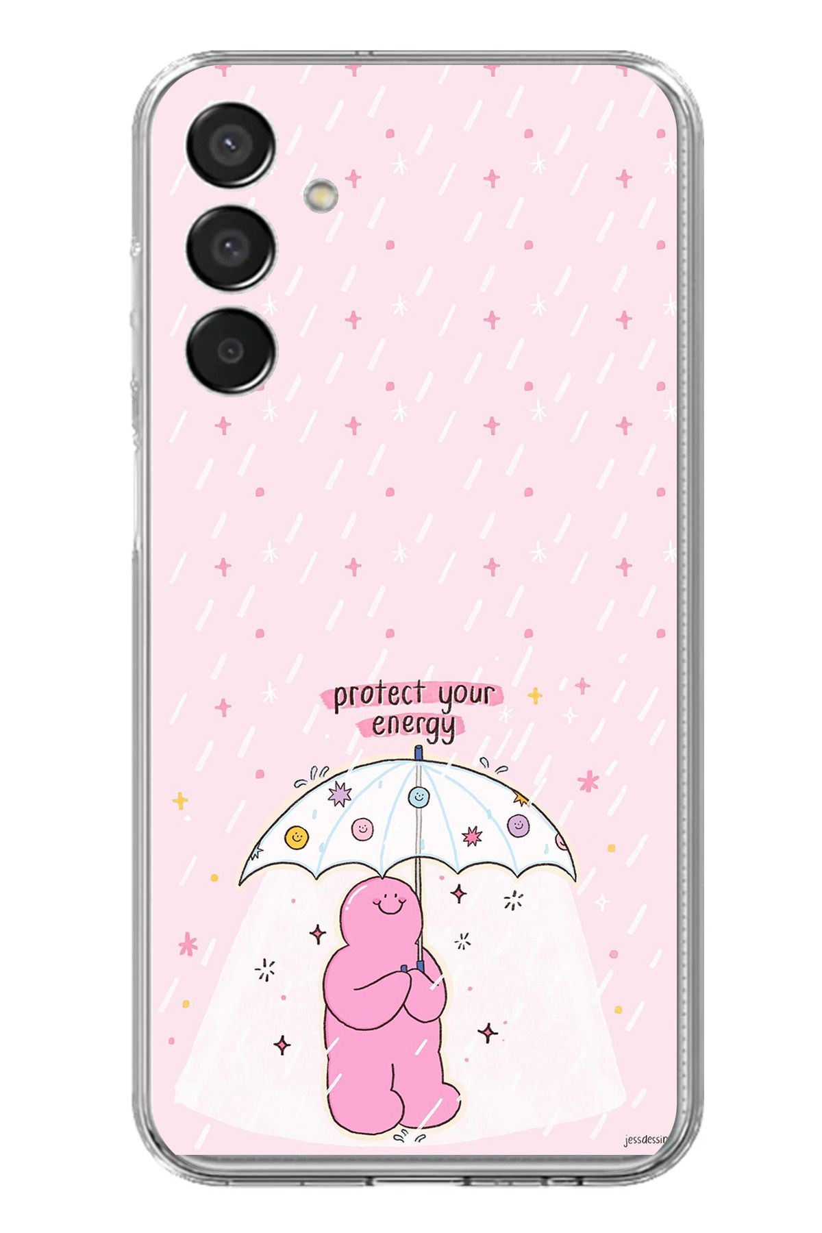TechTree Samsung Galaxy M15 Uyumlu Protect Your Energy Tasarımlı Şeffaf Silikon Kılıf