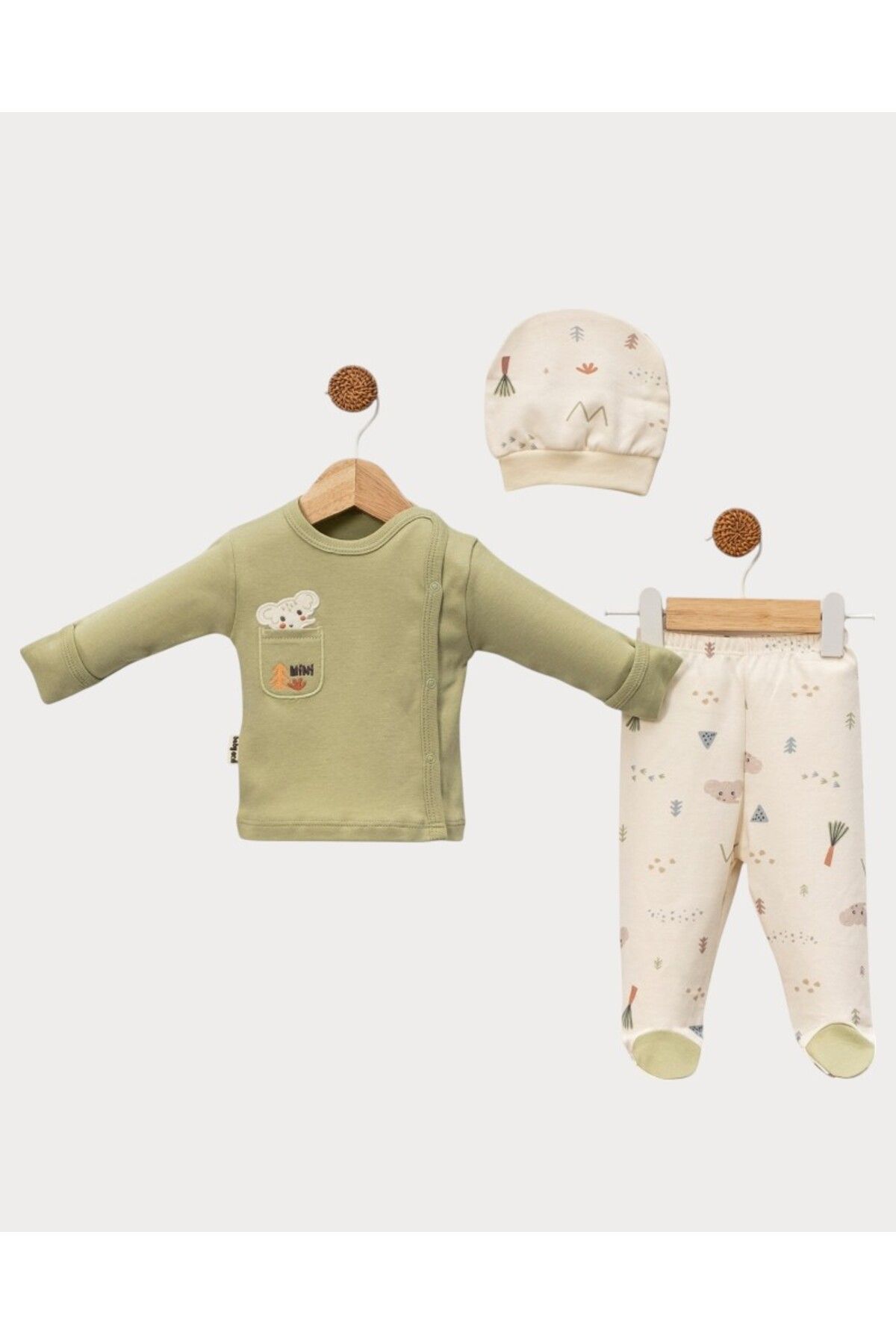 MINNOOSH BABY CEPLİ FİL NAKIŞLI %100 PAMUK 3'LÜ ÇITÇIT ZIBIN TAKIM