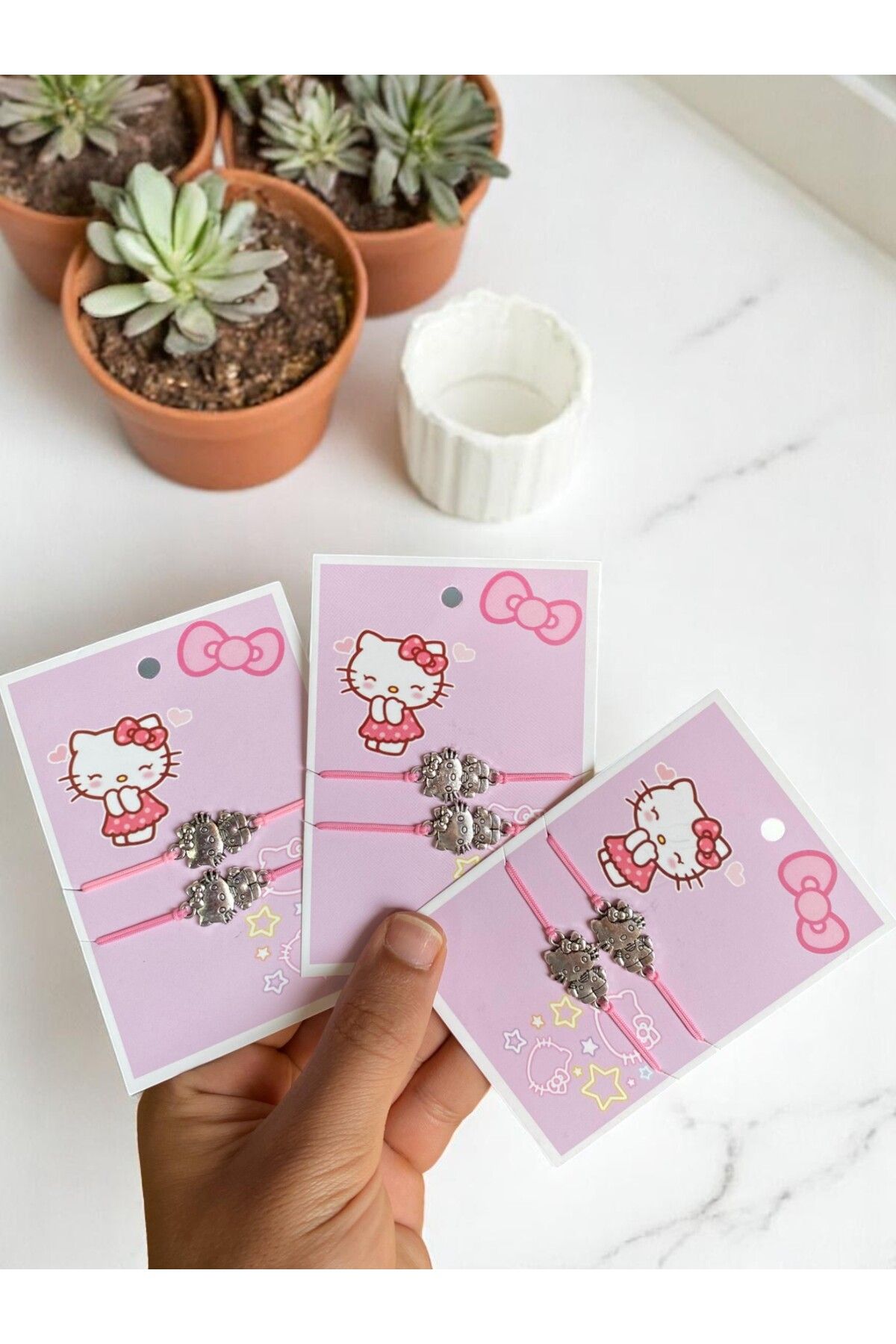 VerdeHome 6'Lı ( 3 ADET ) Hello Kitty Arkadaşlık Bileklik Best Friends Bileklik