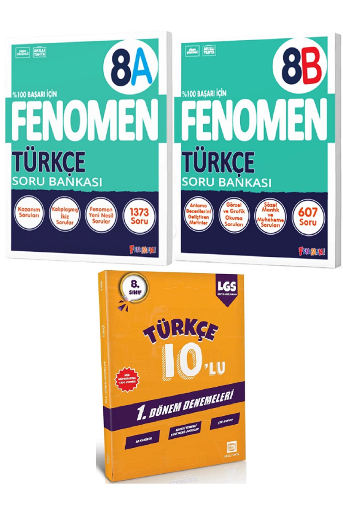 Efsane Yayınları 8.Sınıf Fenomen 8A Türkçe + 8B Türkçe Soru Bankası / 10'Lu Türkçe Deneme HEDİYE - 3 KİTAP SET