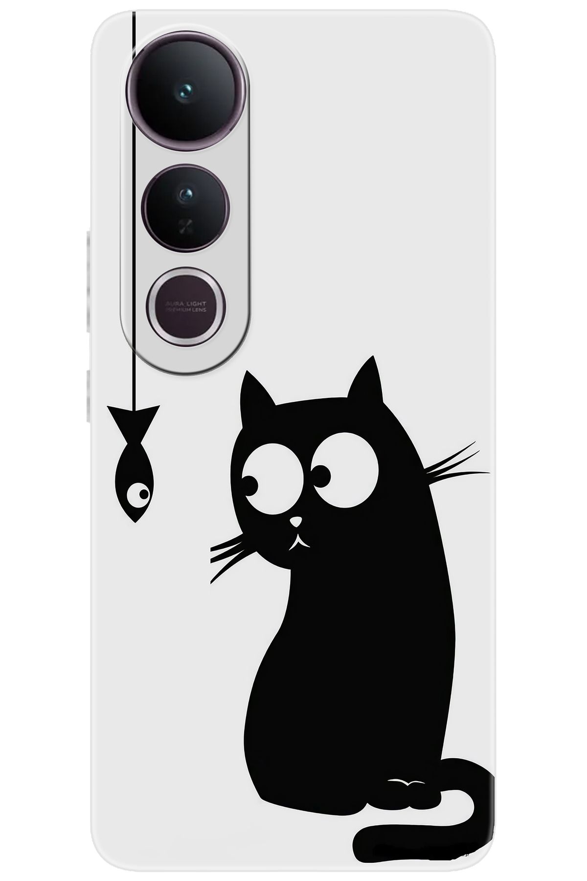 Ceppare Vivo V50 Lite 5G (V2441) Uyumlu Kılıf Desen Baskılı Silikon Balık ve Kedi STK:747 CP-B9pLvWQ