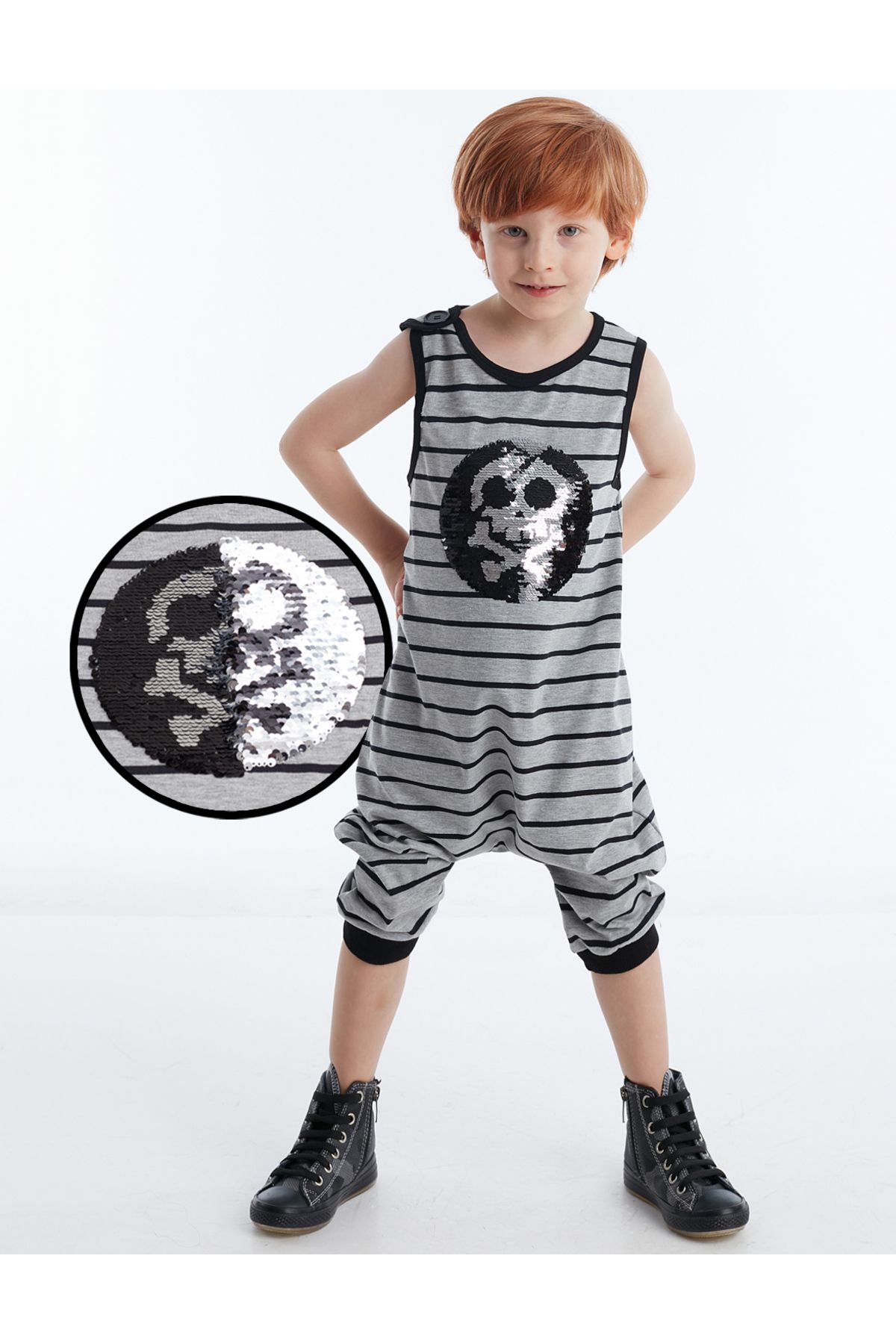 Denokids Kombinezon Chłopięcy W Paski Skull Mężczyzna - 4 years old
