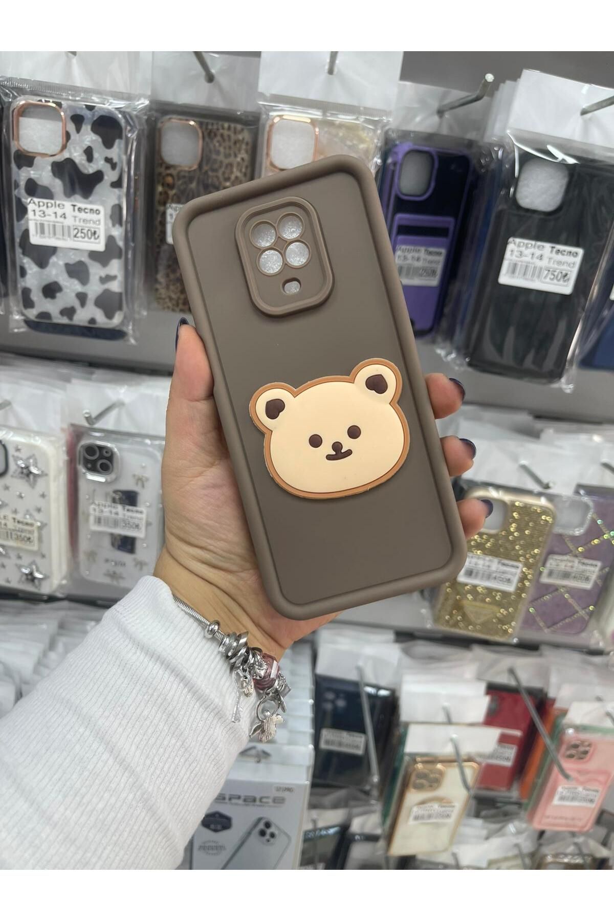 TECNOTREND Redmi Note 9 Pro/Note 9s Uyumlu 3D ayıcıklı silikon kılıf