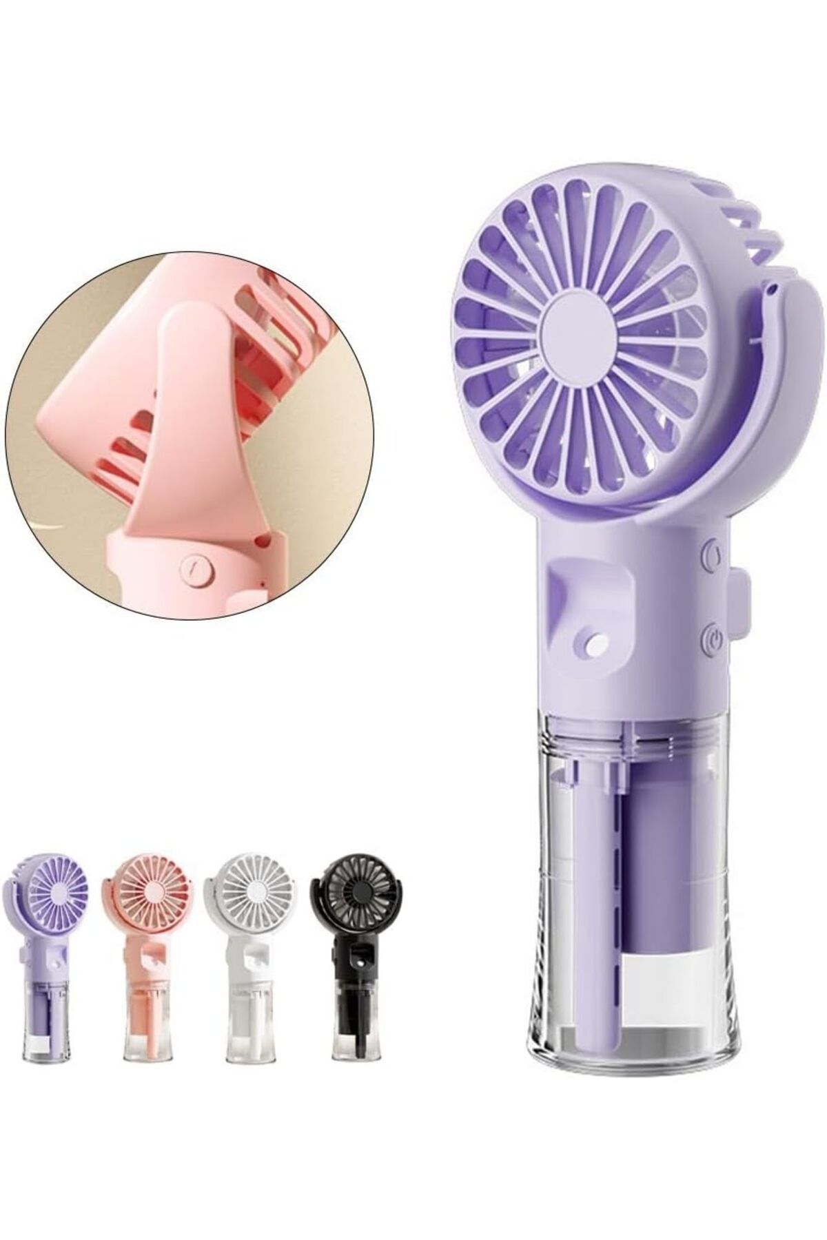 teknosepetim Taşınabilir Şarjlı Buhar Püskürten El Fanı Küçük Vantilatör Sessiz Su Sisi Spreyli El Tipi mini Fan