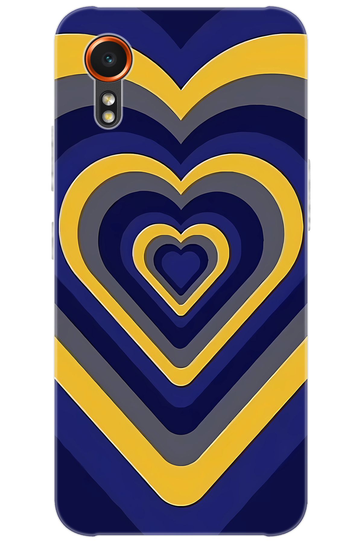 Ceppare Samsung Galaxy XCover7 (SM-G556B) Uyumlu Kılıf Desen Silikon Sarı Lacivert Kalp STK:1003 CP-rdbpUQa