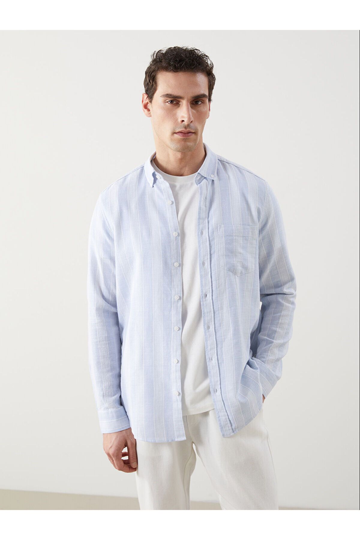 LC Waikiki Regular Fit Uzun Kollu Çizgili Erkek Gömlek
