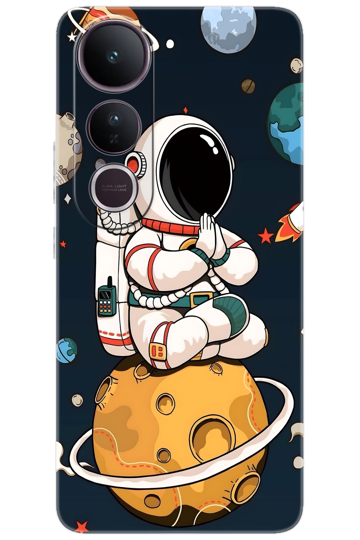 Ceppare Vivo V50 Lite 5G (V2441) Uyumlu Kılıf Desen Baskılı Silikon Astronot STK:695 CP-06vRjVO