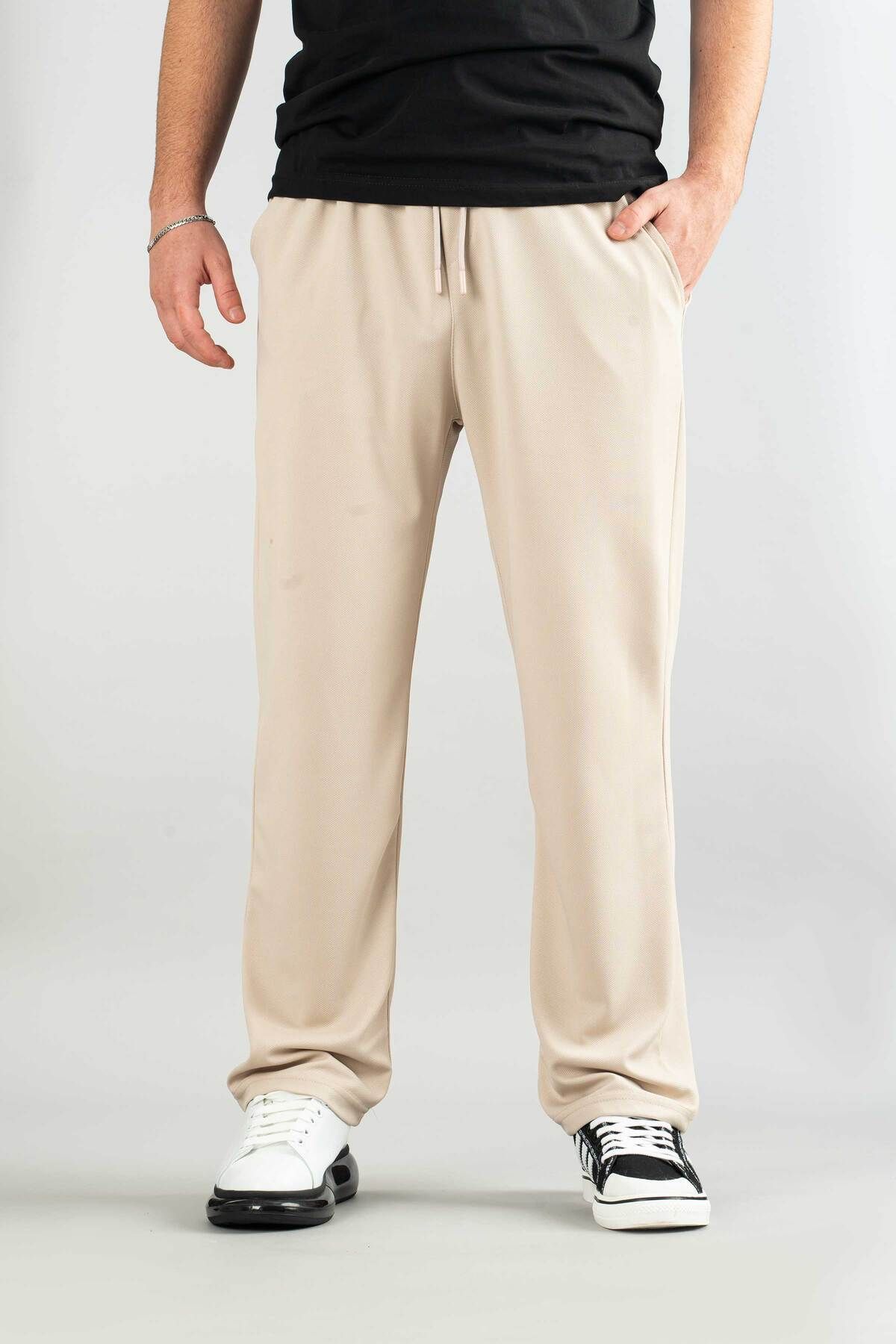 bombe-Men's Jogger Comfortable Fit Bagy Pants Fabric Belted Drawstring Lycra Fabric Canvas Blend Pants 3