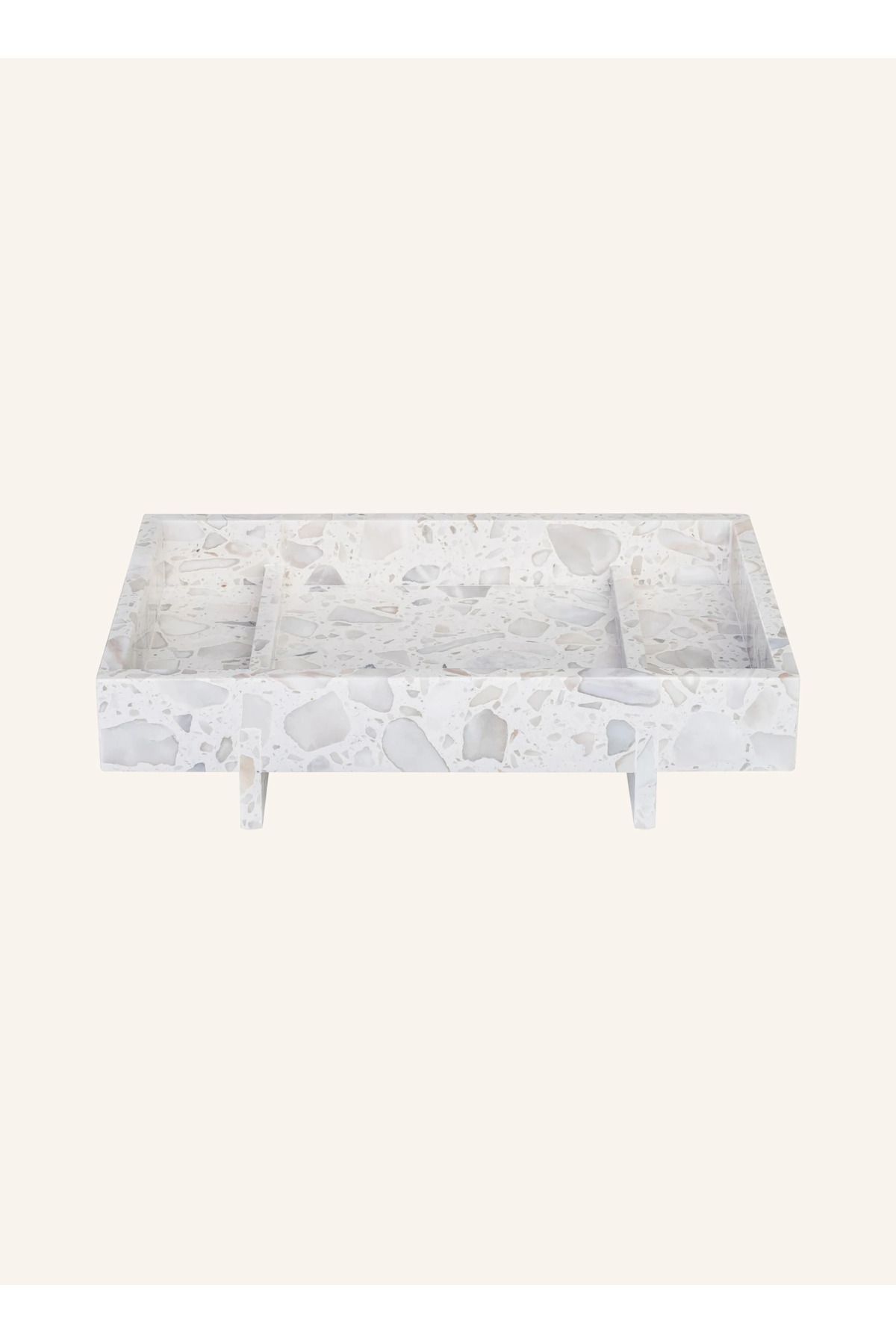 Blomus Abento 30x18 cm Mermer Ayaklı Dekoratif Tepsi Skulptürel Tasarım