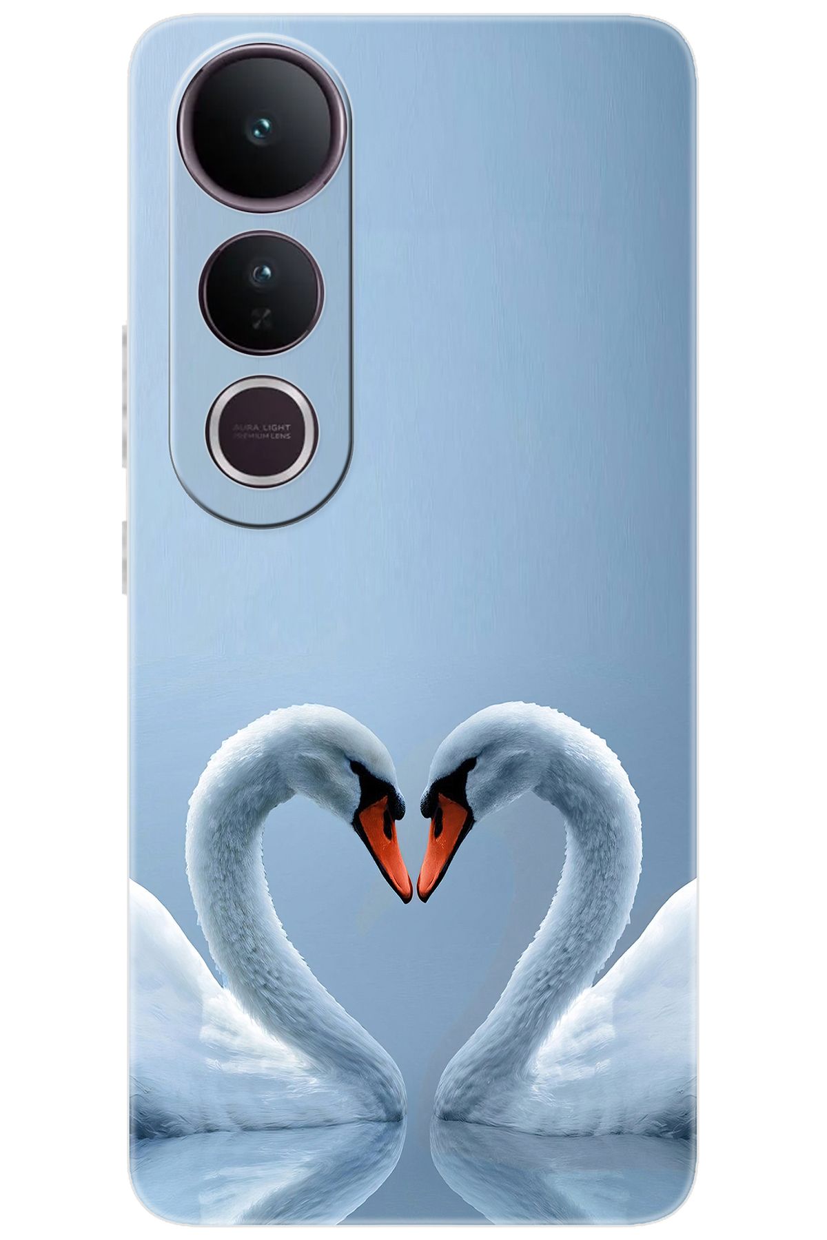 Ceppare Vivo V50 Lite 5G (V2441) Uyumlu Kılıf Desen Baskılı Silikon Kuğ ve Kalp STK:305 CP-RvLBjKx