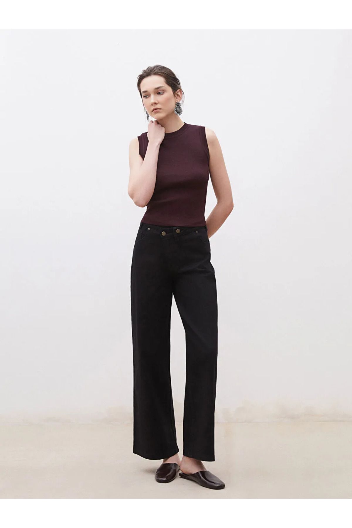 LC Waikiki Soulife Siyah Wideleg Kadın Jean Pantolon
