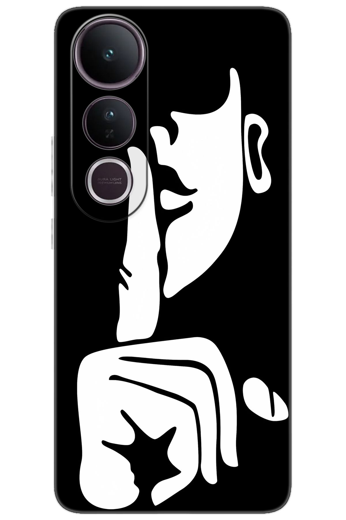 Ceppare Vivo V50 Lite 5G (V2441) Uyumlu Kılıf Desen Baskılı Silikon Siyah Beyaz Sessizlik STK:653 CP-9tflyXR