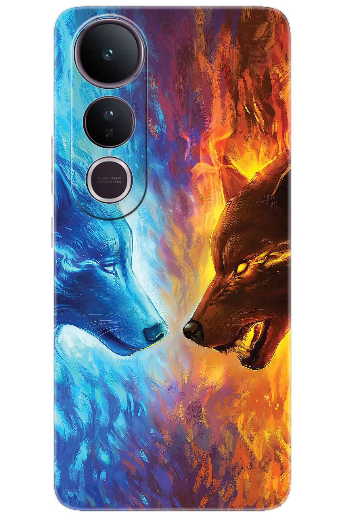 Ceppare Vivo V50 Lite 5G (V2441) Uyumlu Kılıf Desen Baskılı Silikon Alev ve Kurtlar STK:489 CP-dxtuDFf