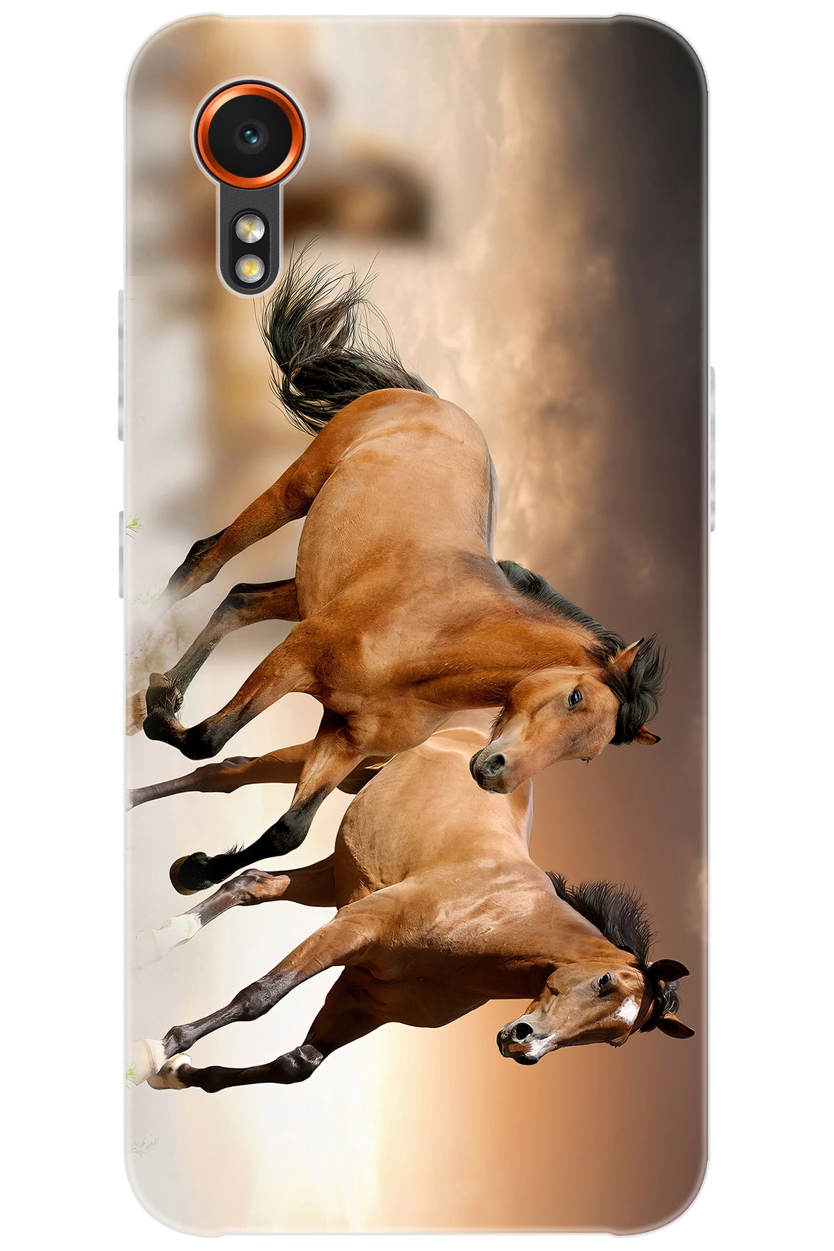 Ceppare Samsung Galaxy XCover7 (SM-G556B) Uyumlu Kılıf Desen Baskılı Silikon Kahve Atlar STK:176 CP-H9HD1wv