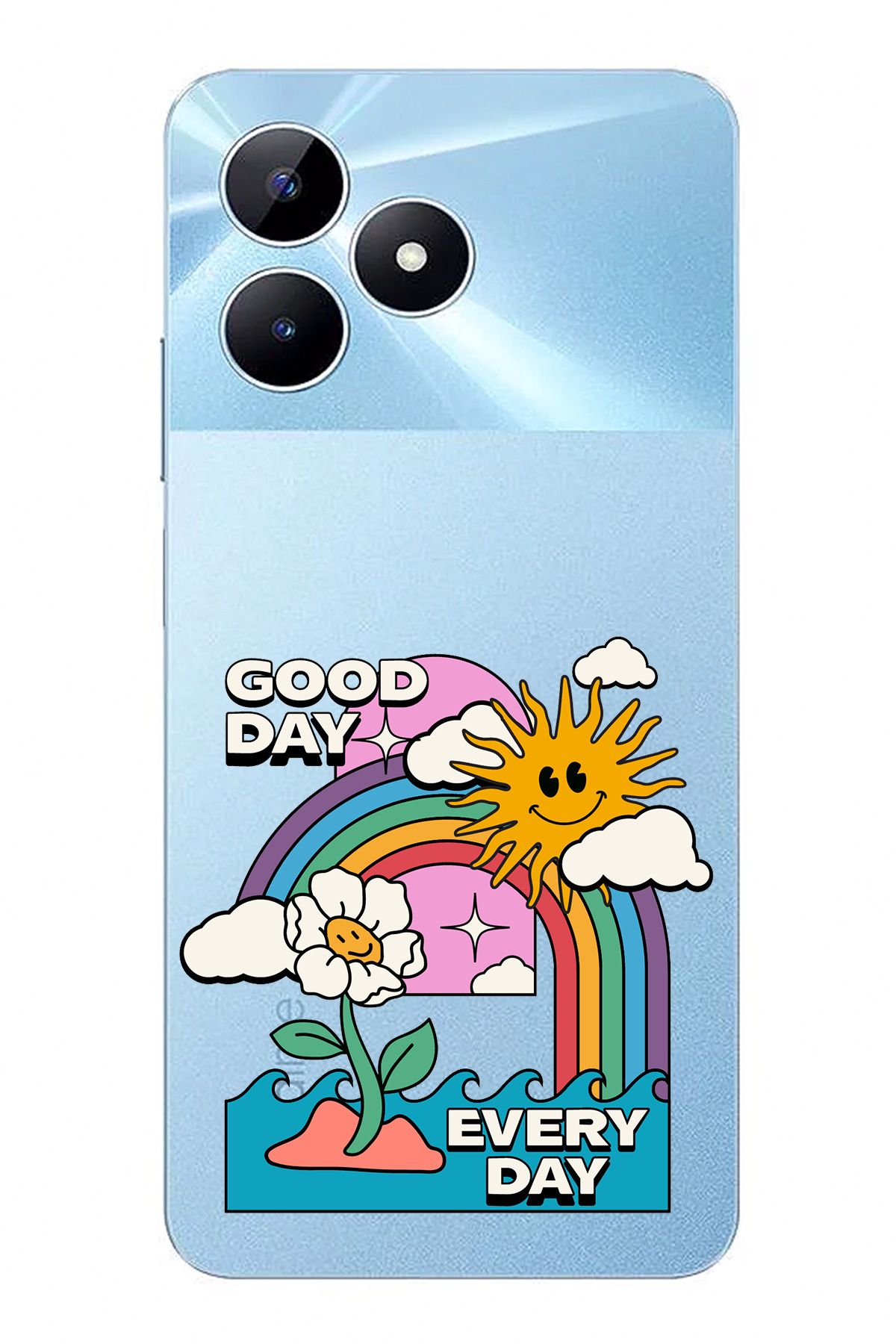 TechTree Realme Note 50 Uyumlu Good Day Every Day Tasarımlı Şeffaf Silikon Kılıf