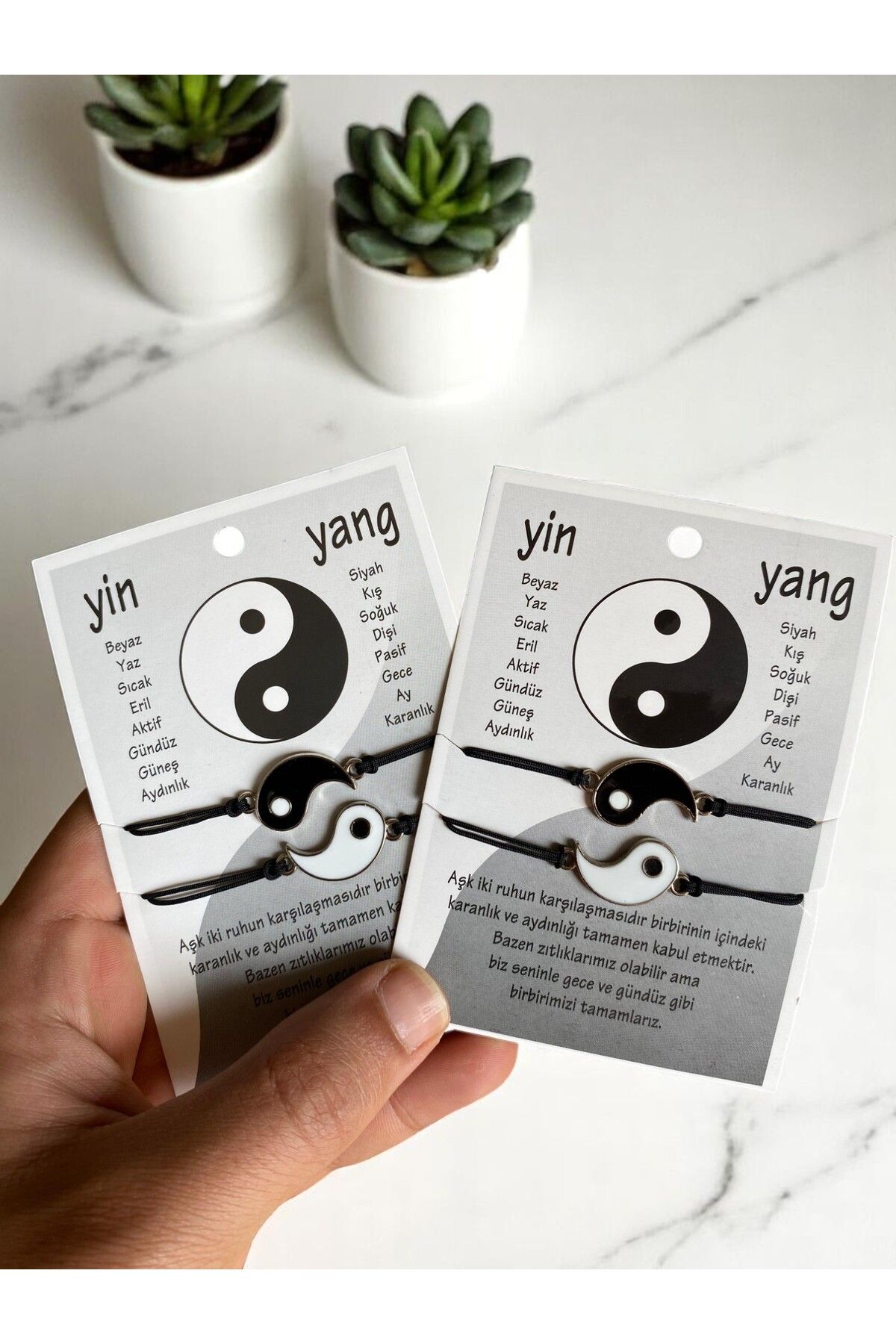 VerdeHome 4'Lü ( 2 ADET ) Ying Yang Hediyelik ,Çift Bileklik ,Sevgili Bilekliği , Arkadaşlık Bilekliği