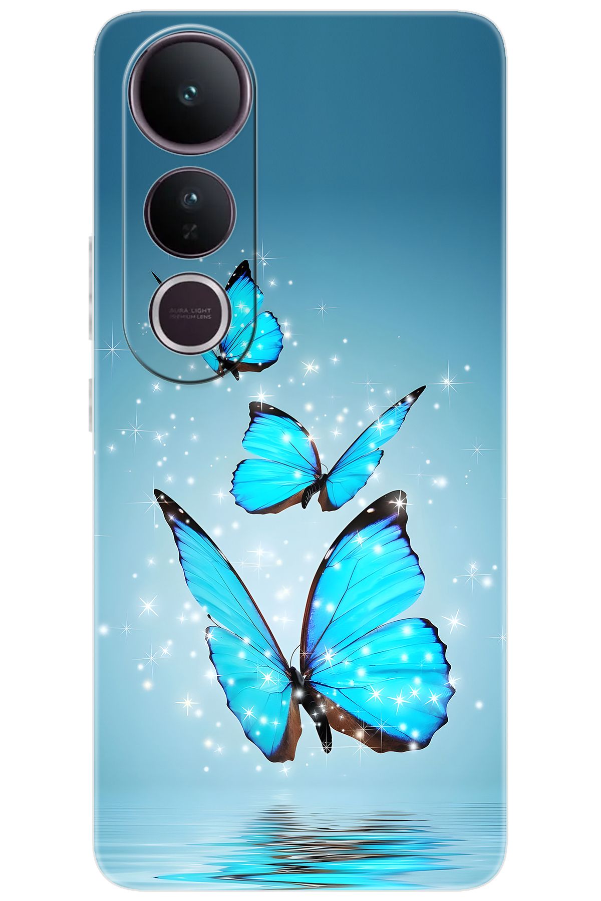 Ceppare Vivo V50 Lite 5G (V2441) Uyumlu Kılıf Desen Baskılı Silikon Mavi Kelebek STK:710 CP-z8H5YaQ