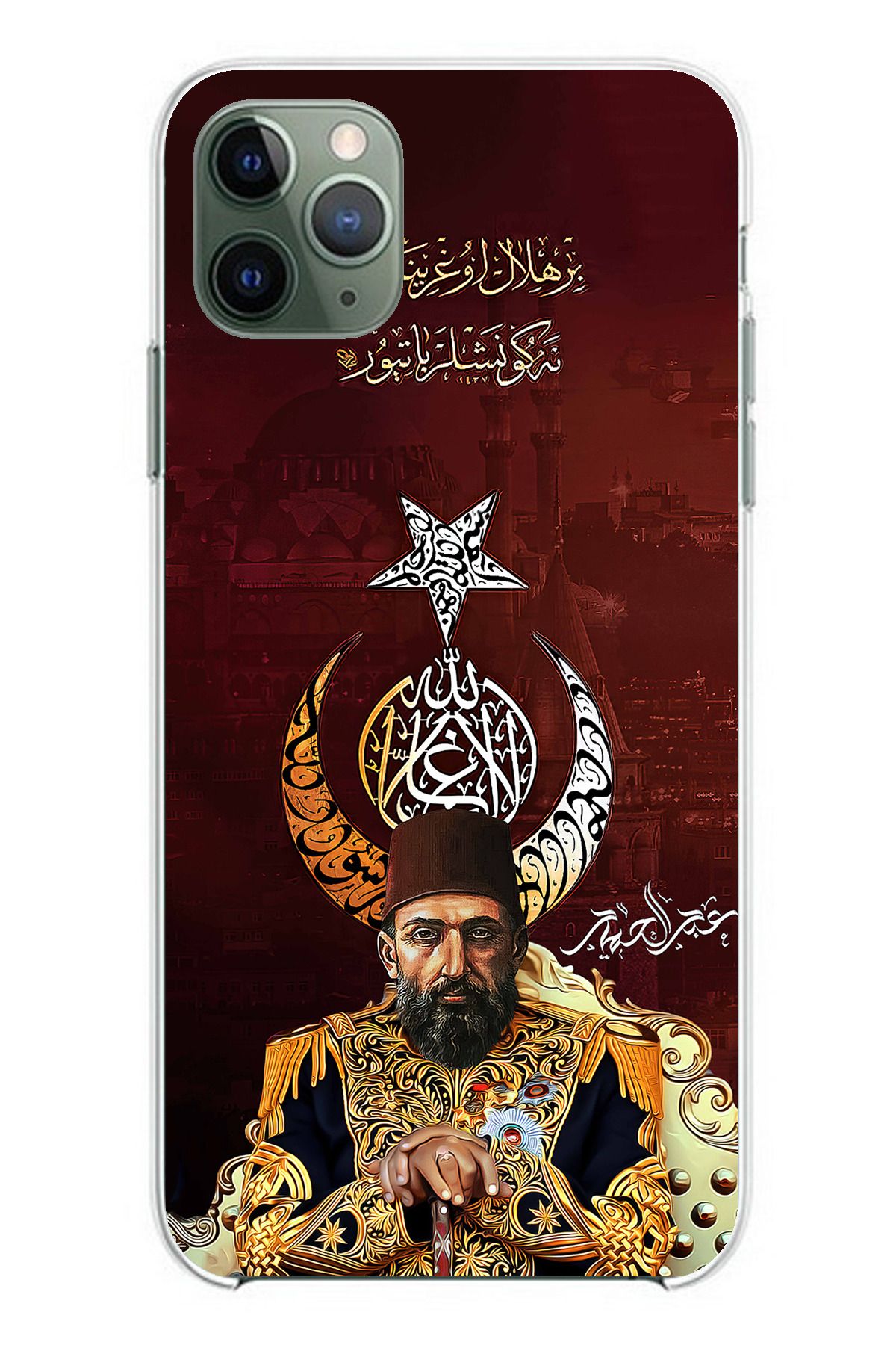 TechTree iPhone 11 PRO Uyumlu Abdülhamid Han Şeffaf Silikon Kılıf