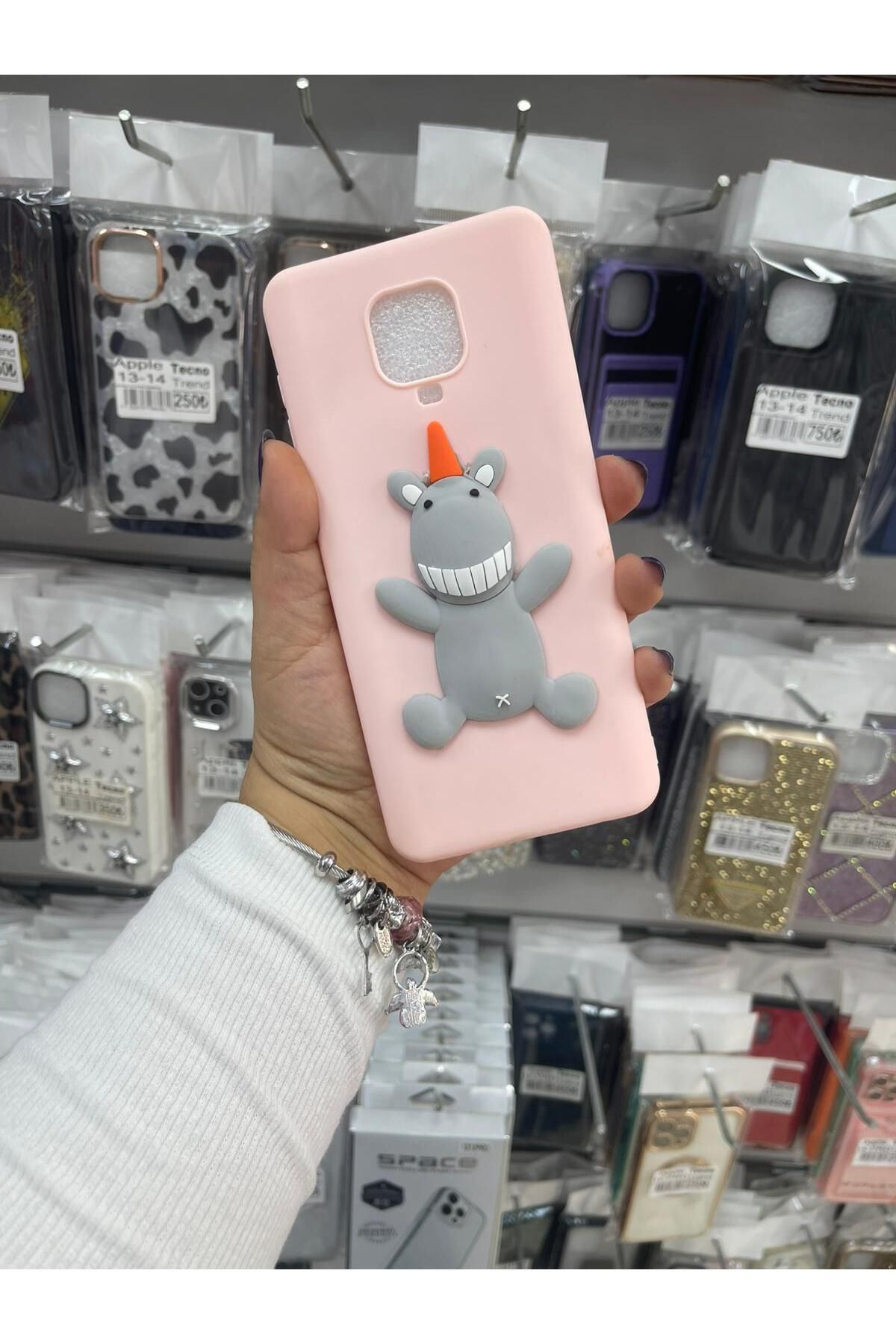 TECNOTREND Redmi Note 9 Pro/Note 9s Uyumlu 3D ayıcıklı silikon kılıf