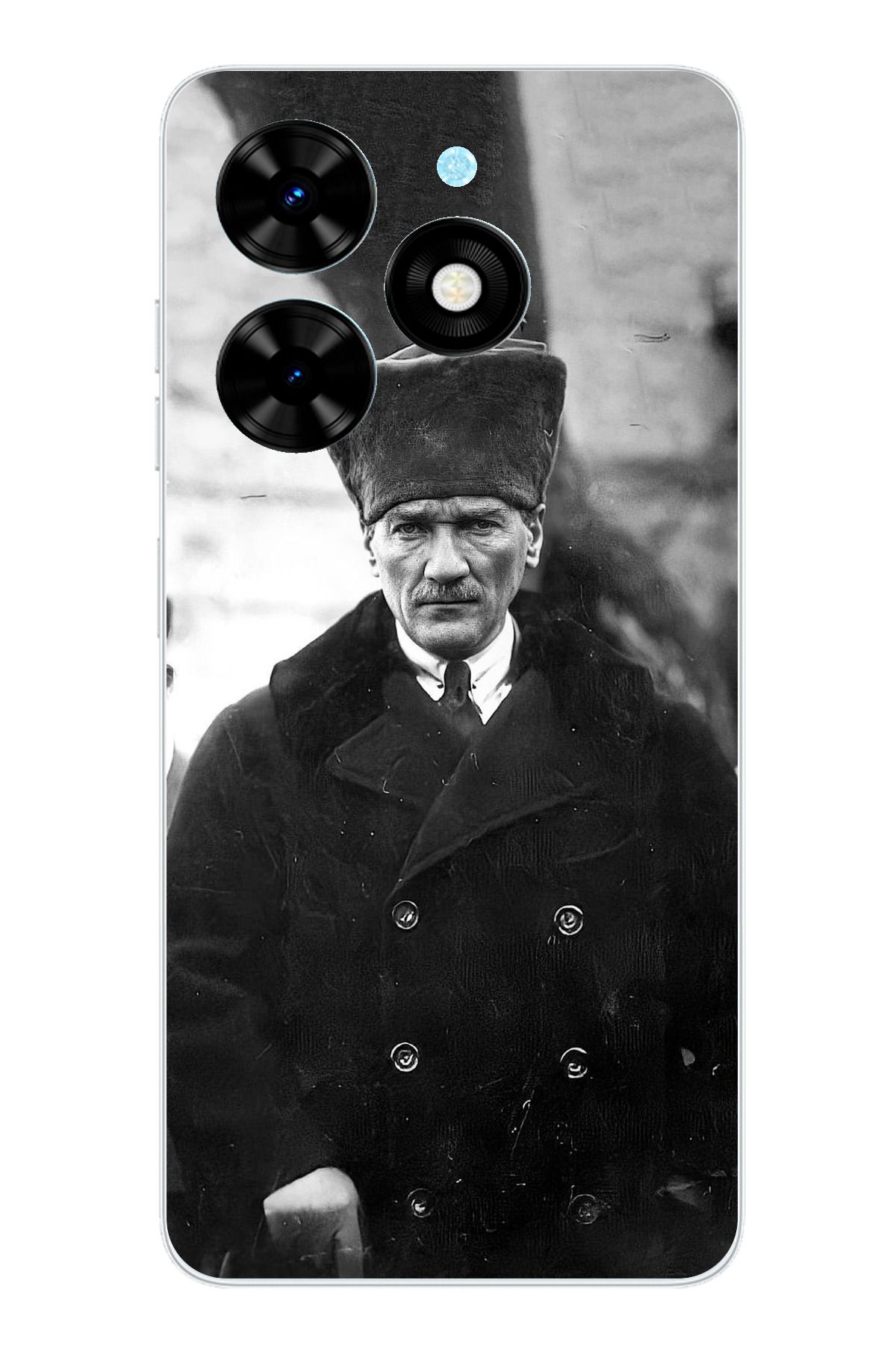 TechTree Tecno Spark 20 - 20C Uyumlu Mustafa Kemal Atatürk Portre Şeffaf Silikon Kılıf