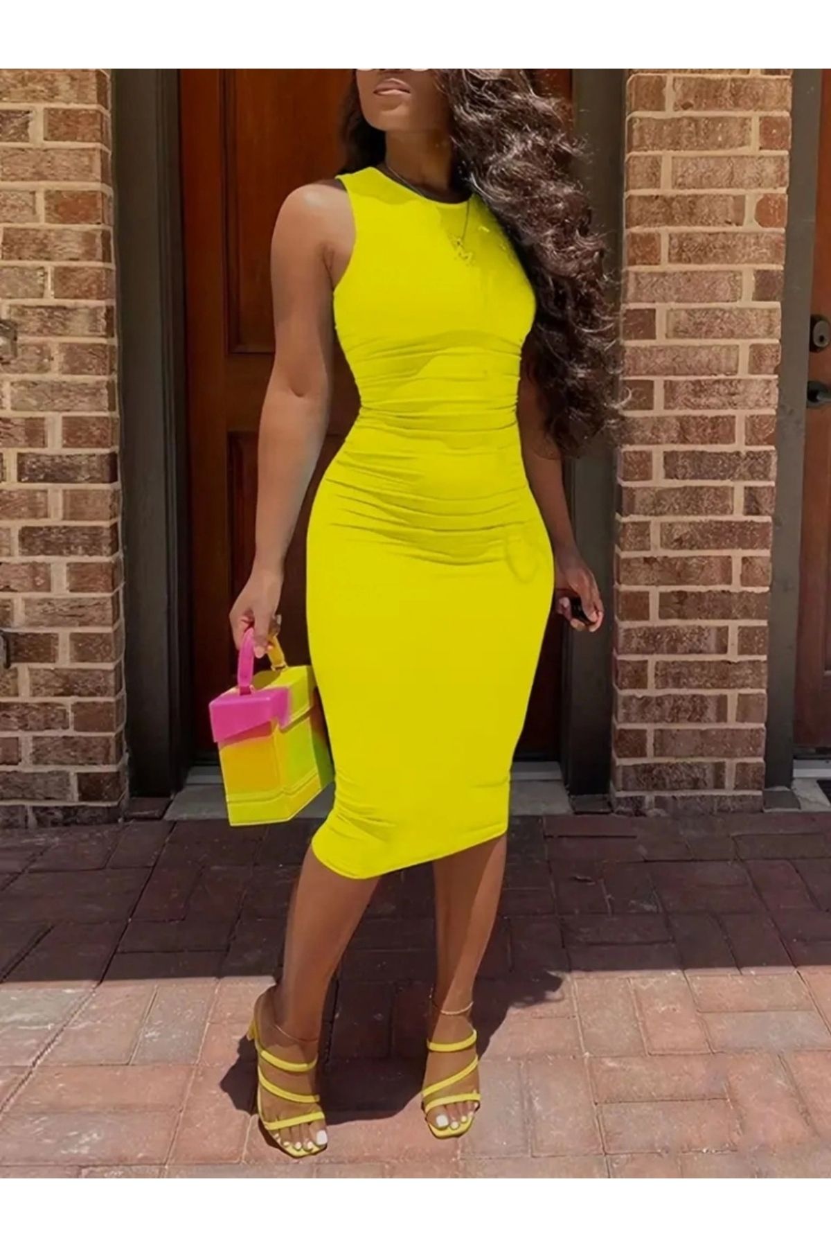 Butik Kadın Bodycon Midi Boy Dalgıç Elbise