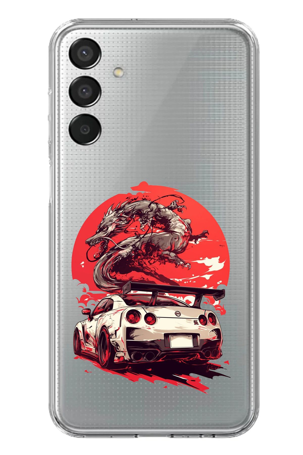 TechTree Samsung Galaxy M15 Uyumlu GTR Ejderha Tasarımlı Şeffaf Silikon Kılıf