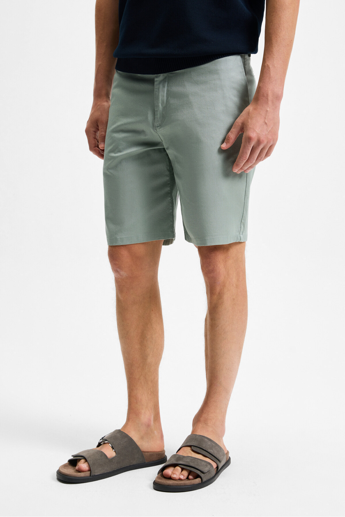 GRIMELANGE  TEEMO Erkek Yanları Cepli Fermuarlı Likralı Slim Fit Yeşil Şort - Görsel 4