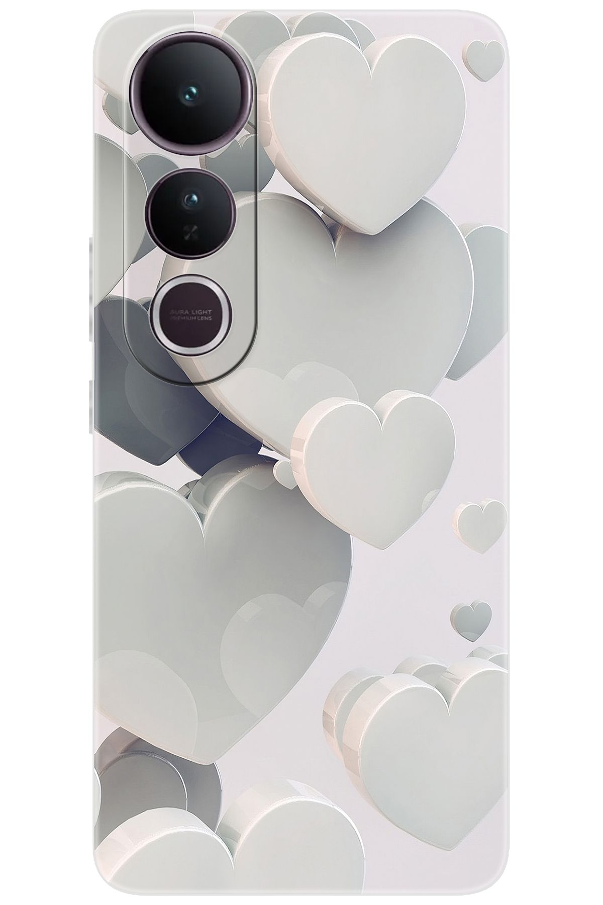 Ceppare Vivo V50 Lite 5G (V2441) Uyumlu Kılıf Desen Baskılı Silikon Beyaz Kalpler STK:259 CP-DRtLJek