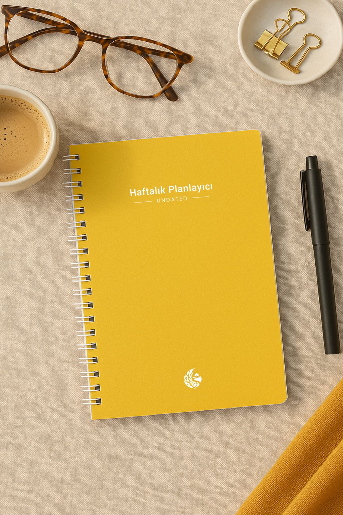 inkglo Planificator Lunar Săptămânal Nesemnat Agenda Obiceiuri Track Spiral A5 Notebook Pastel Yellow - One Size