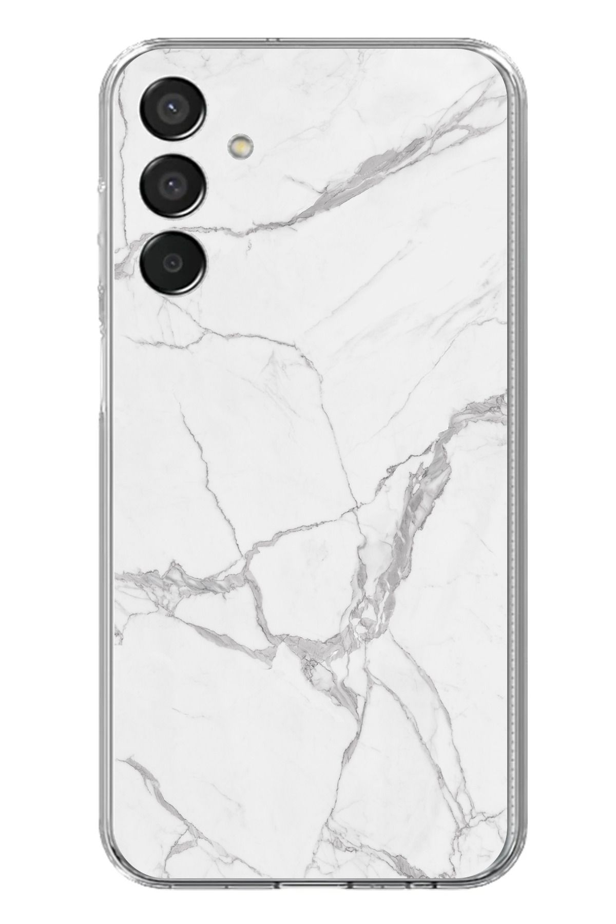 TechTree Samsung Galaxy M15 Uyumlu Gri Mermer Şeffaf Silikon Kılıf