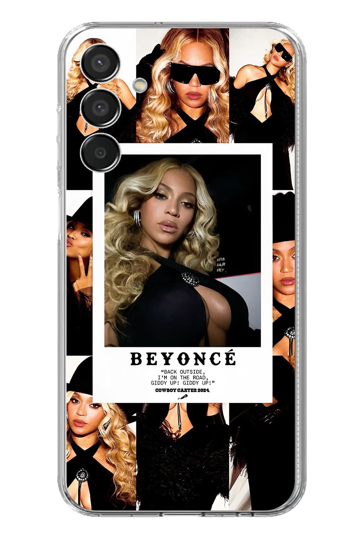 TechTree Samsung Galaxy M15 Uyumlu Beyonce Fotoğraflar Şeffaf Silikon Kılıf