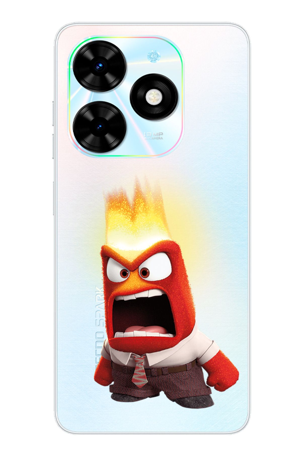 TechTree Tecno Spark Go 2024 Uyumlu Ters Yüz Kızgın Anger Tasarımlı Şeffaf Silikon Kılıf