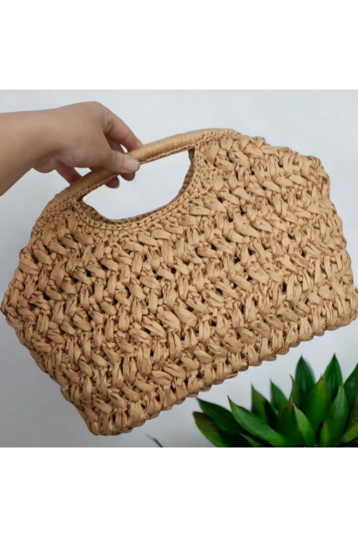 BY MİMİMU El Yapımı Rafya İp Clutch Portföy Çanta