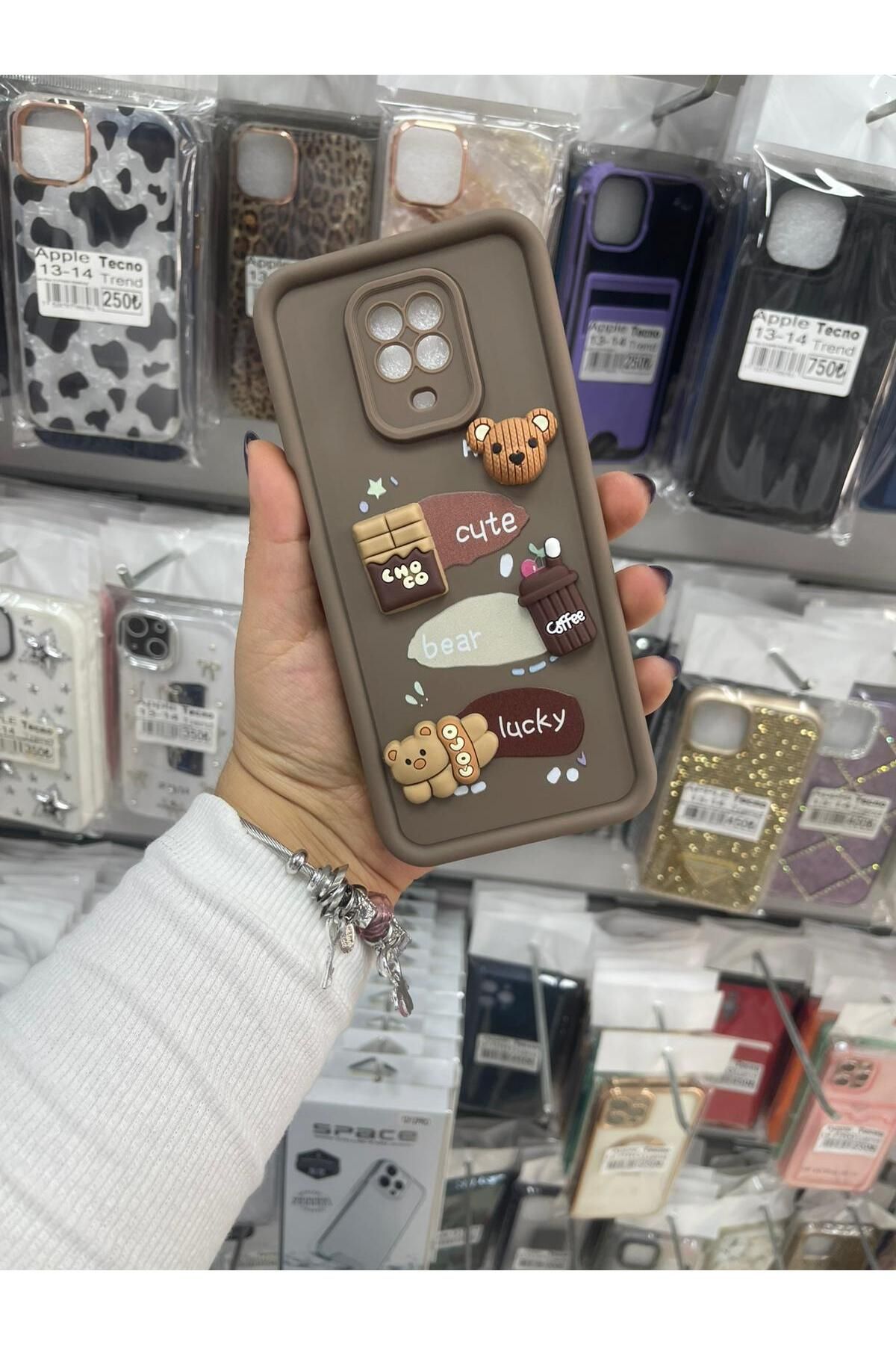 TECNOTREND Redmi Note 9 Pro/Note 9s Uyumlu 3D ayıcıklı silikon kılıf
