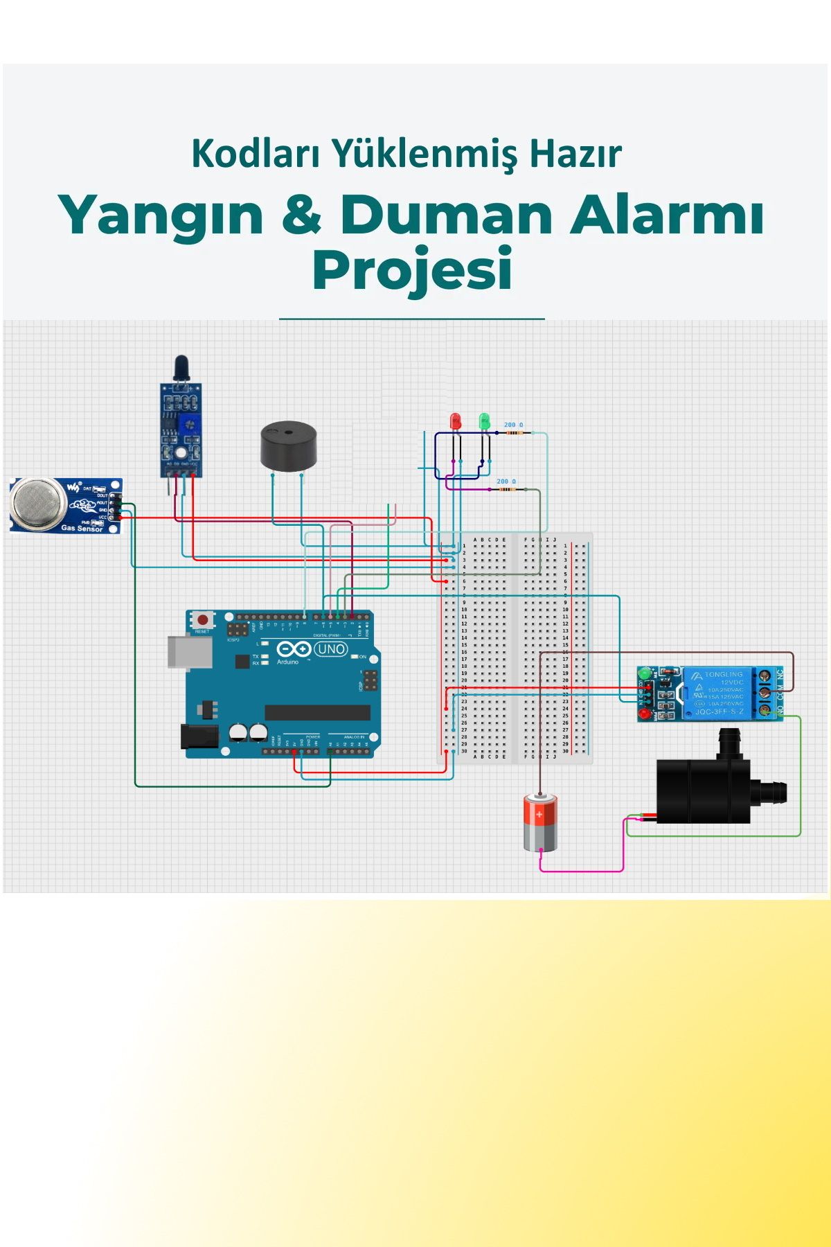 Ponemio Arduino Yangın Duman Alarmı Projesi Hazır Kodlanmış MEB TÜBİTAK proje Hazır Proje