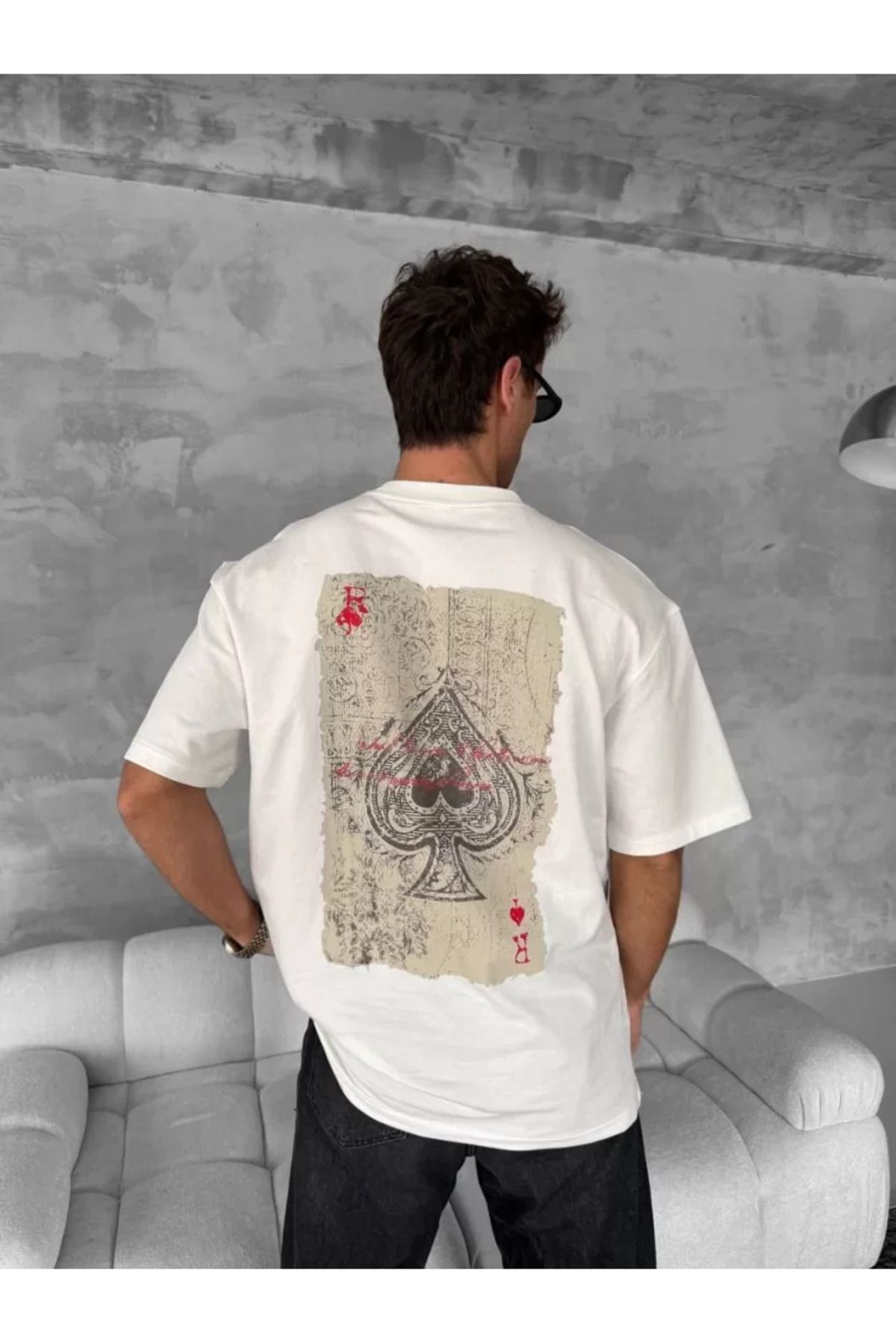 BBbutik ''A Kupa'' Ön ve Arka Baskılı Oversize Bisiklet Yaka T-shirt