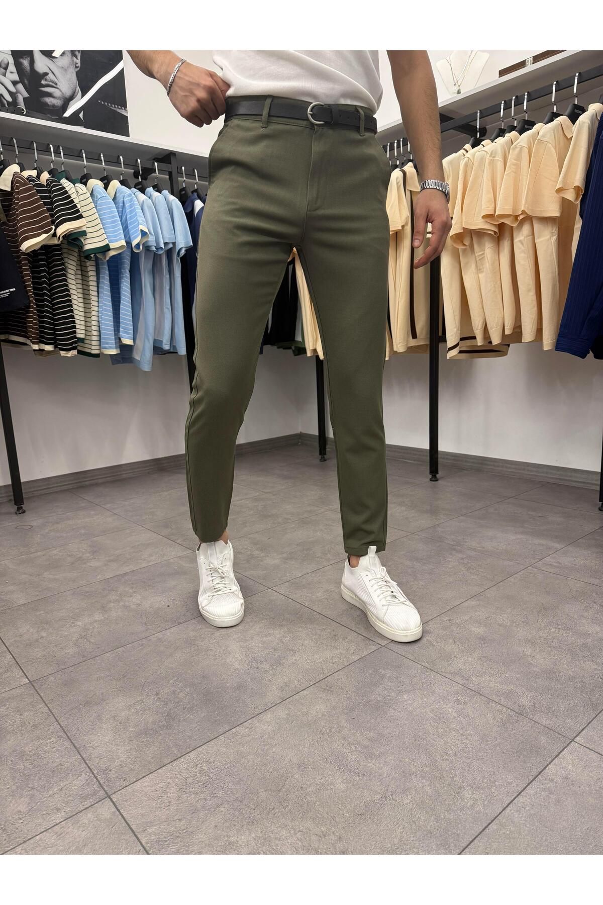 Butik Likralı Slimfit Kumaş Pantolon Haki