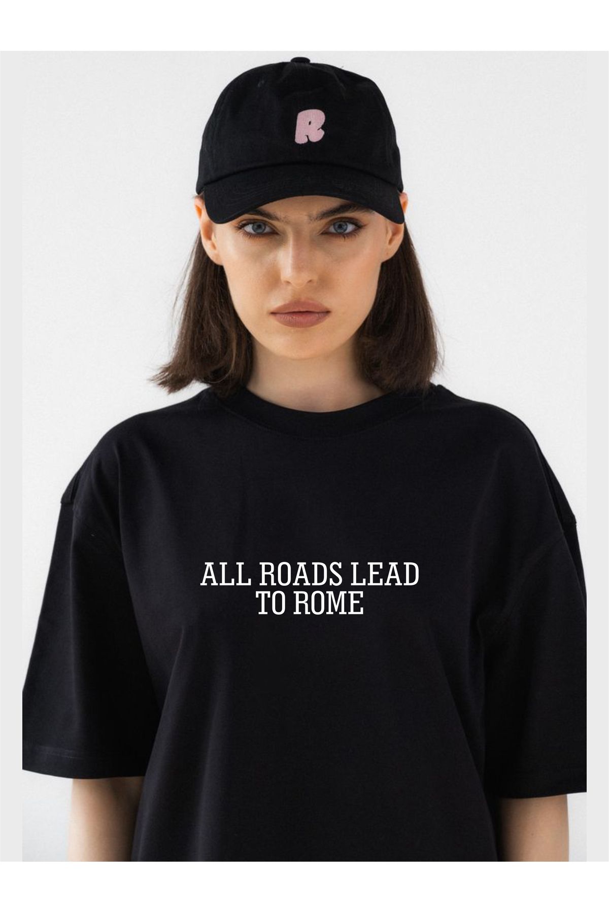 estilowear Kadın Oversize Baskılı Pamuklu T-shirt Kısa kollu Model 1020