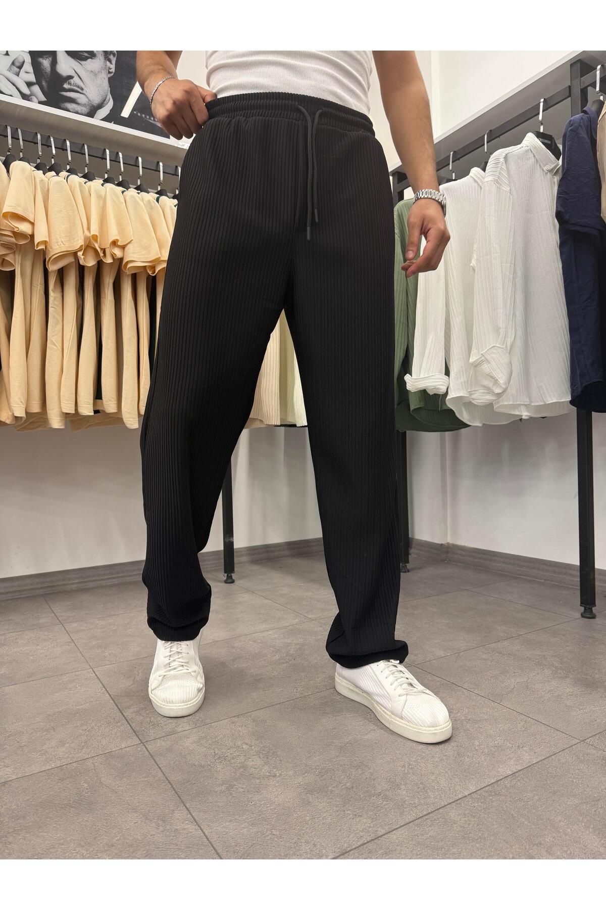 Butik Ottoman Kumaş Baggy Kalıp Eşofman Siyah