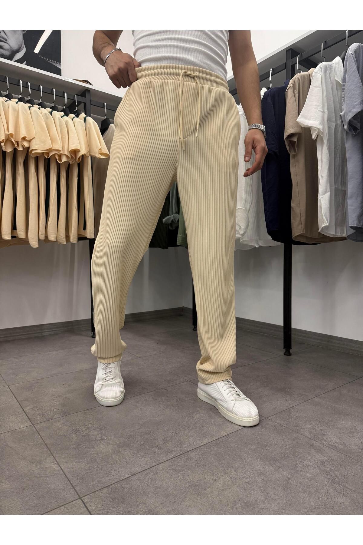 Butik Ottoman Kumaş Baggy Kalıp Eşofman Bej