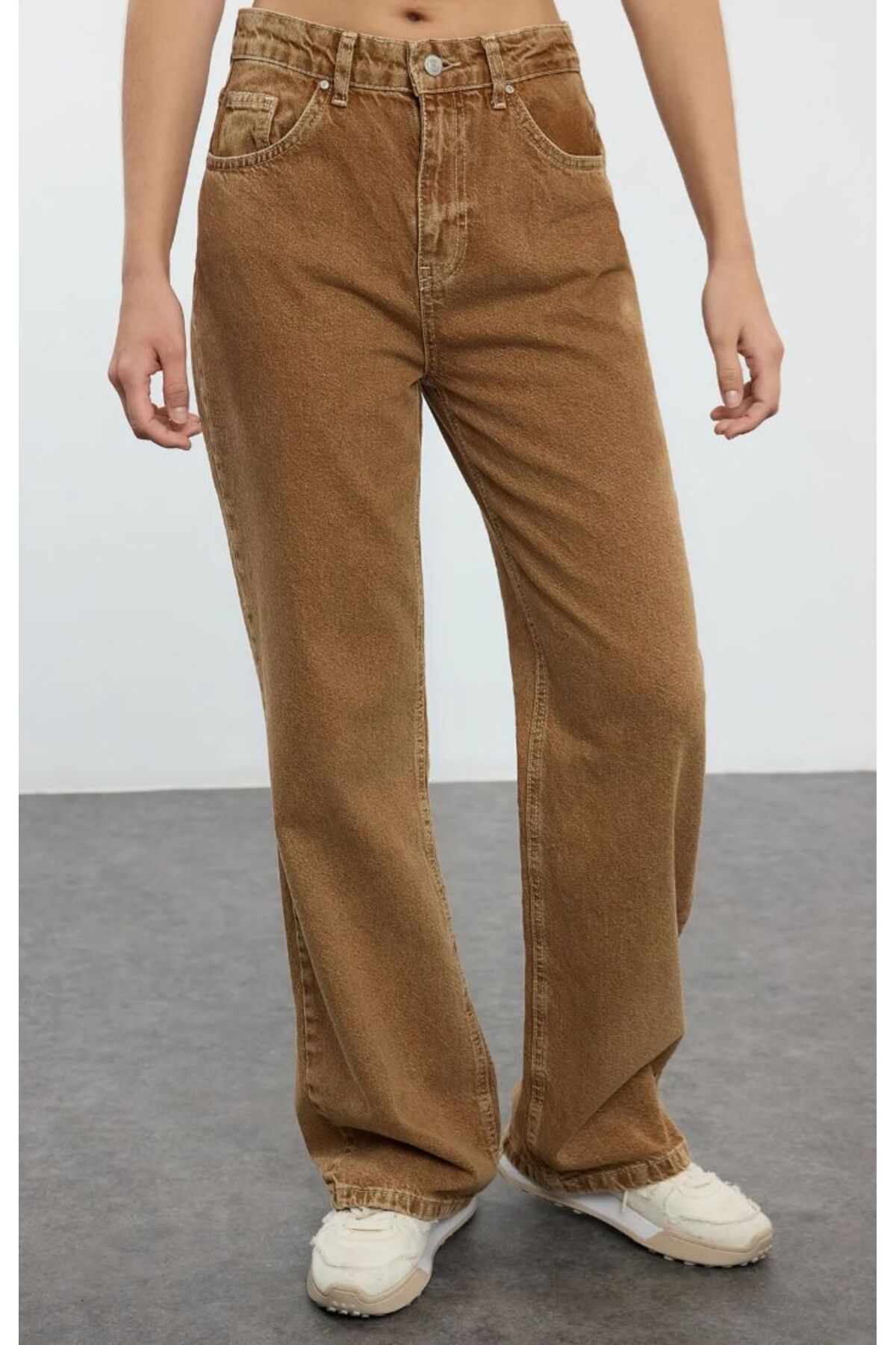 KARACAN COMPANY Kahverengi Yüksek Bel Wide Leg Jeans