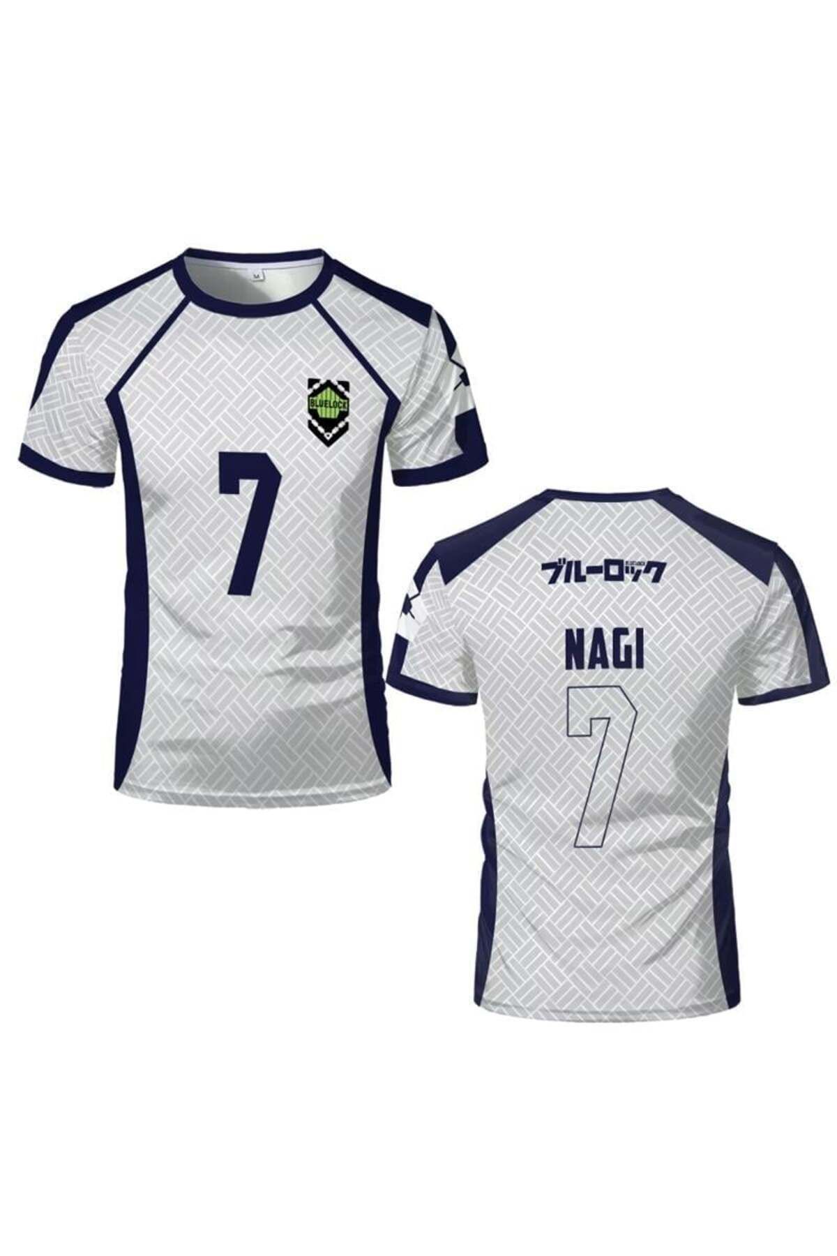 Peripeti Beyaz Anime Blue Lock 7 Nagi Forma Unisex Tişört