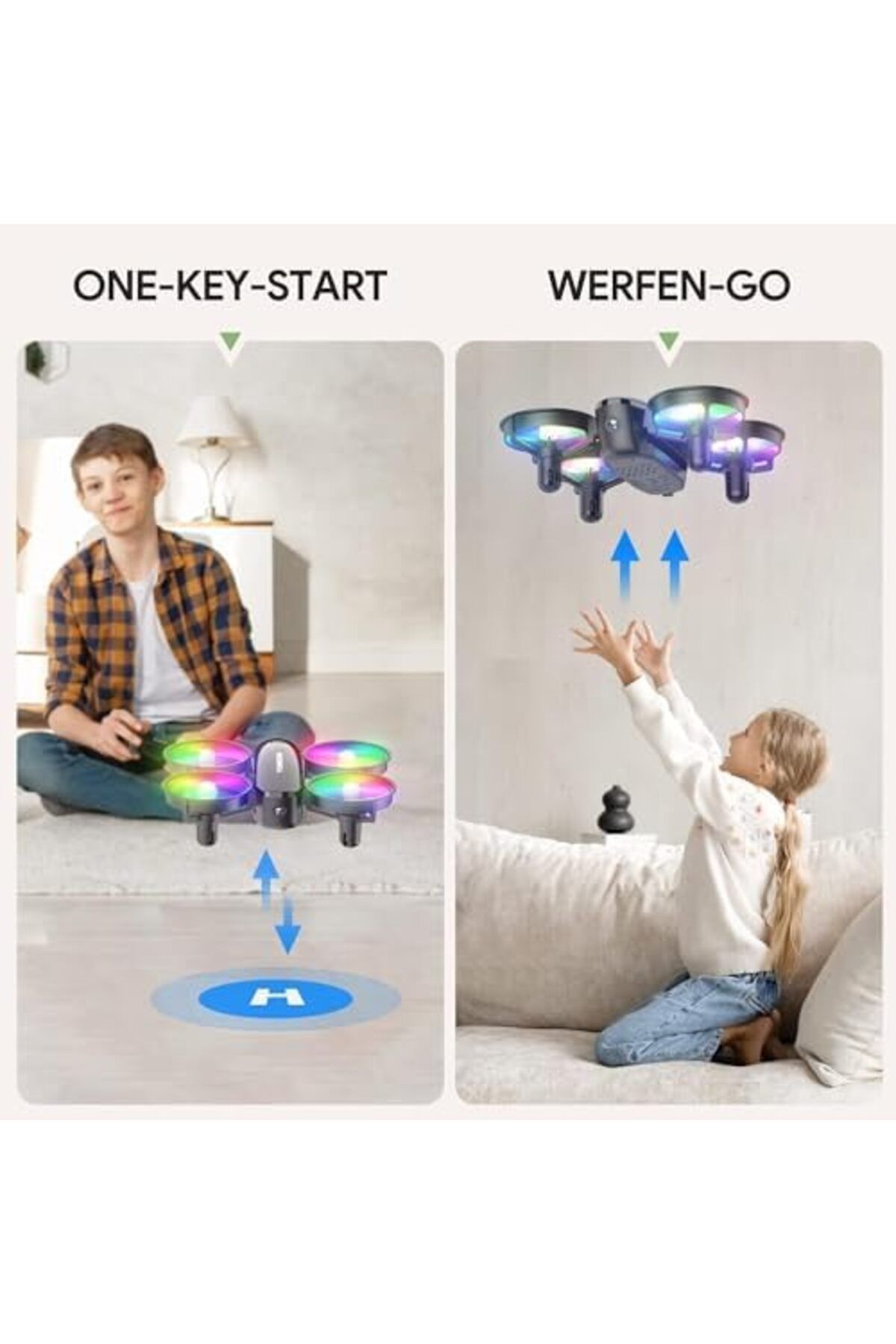 HD-Mini Drone with 1080P HD Camera for Kids Beginners, TOMZON RC Quadcopter with Colorful LEDs, t 4
