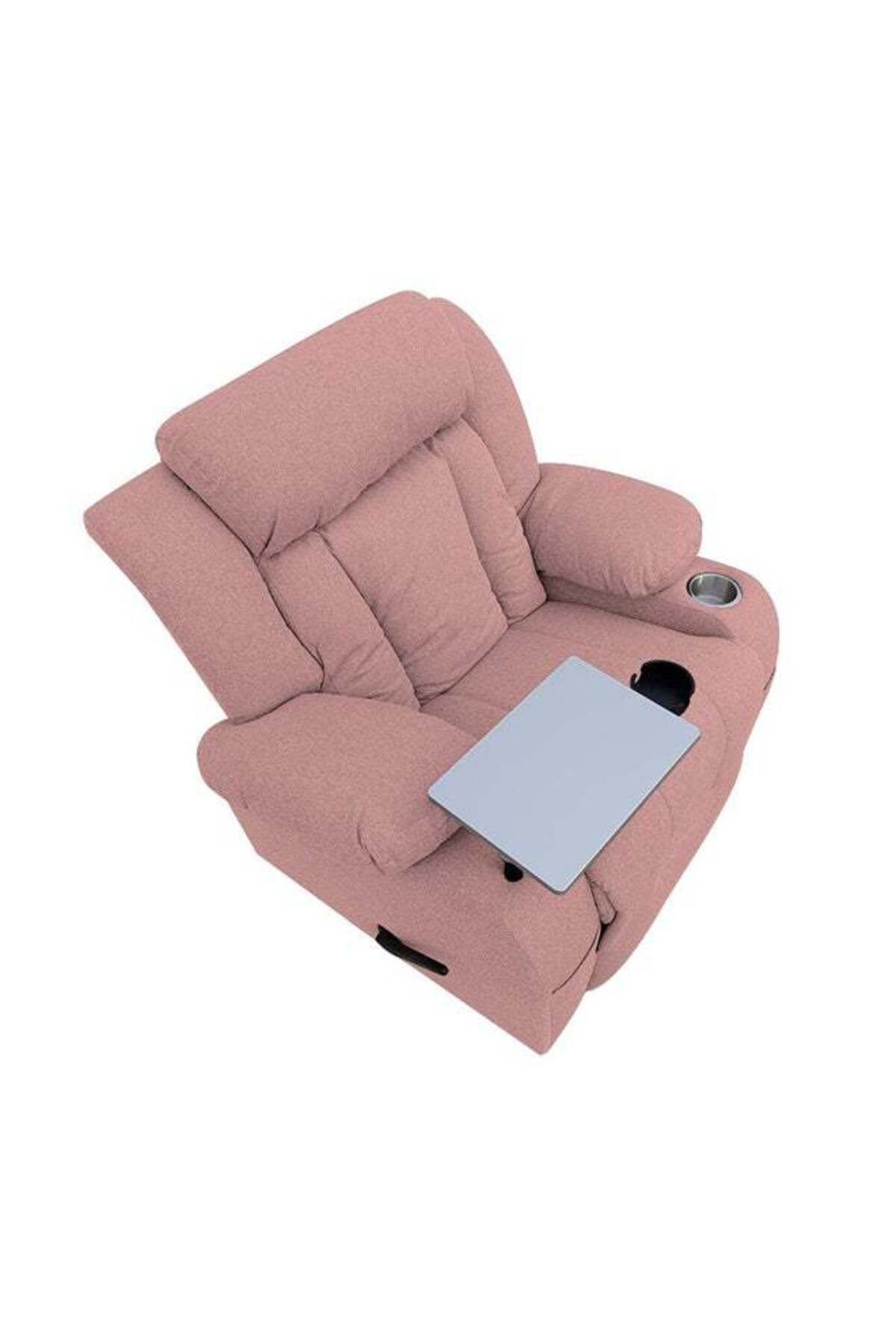 Lazy Vibes-MNZ5_Plus| Linen Rocking & Rotating Recliner Chair with Laptop Table & Cups Holder 4