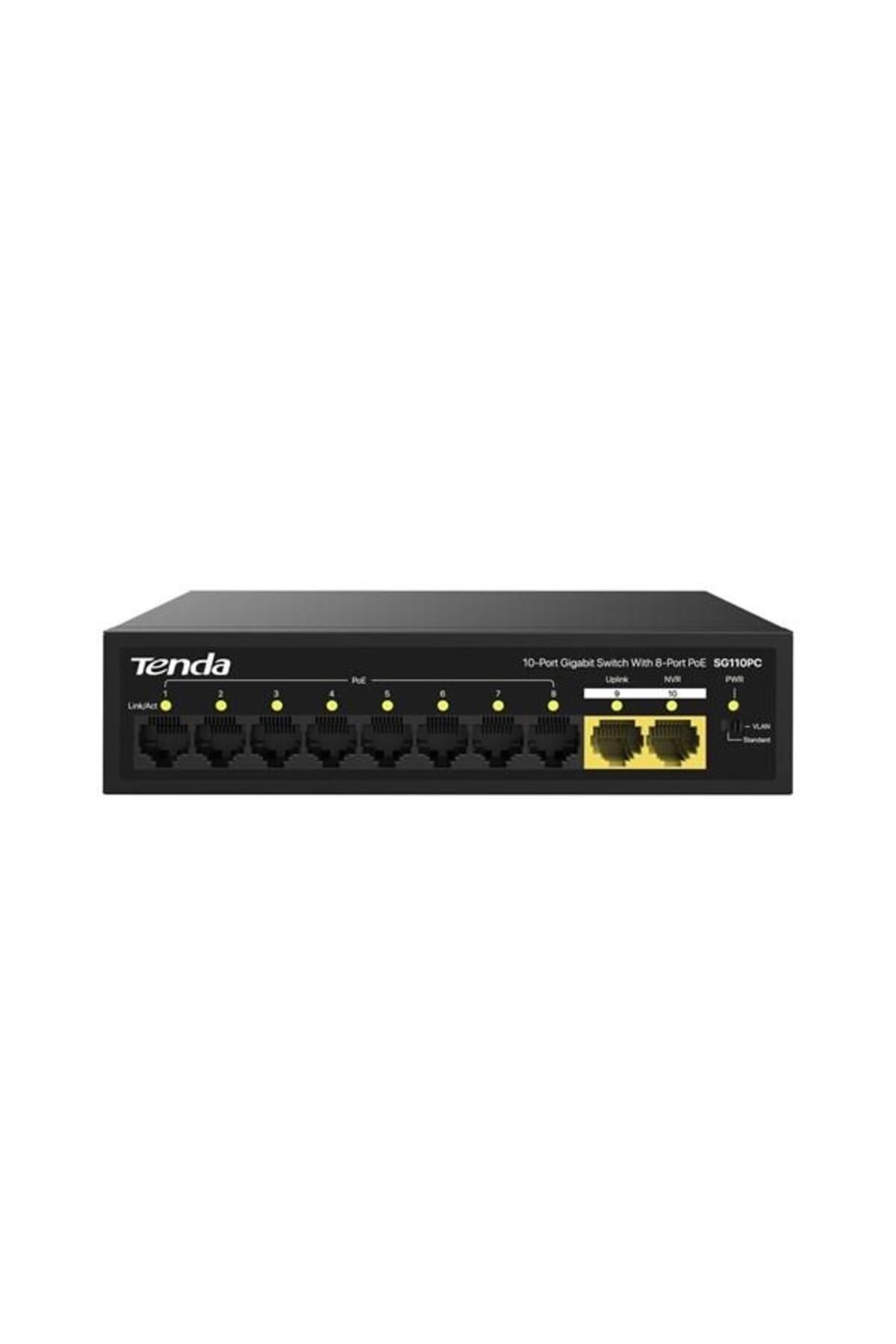 Tenda 8port 100w FULL PoE S110GPC GIGABIT 1X-UPLINK Yönetilemez Switch